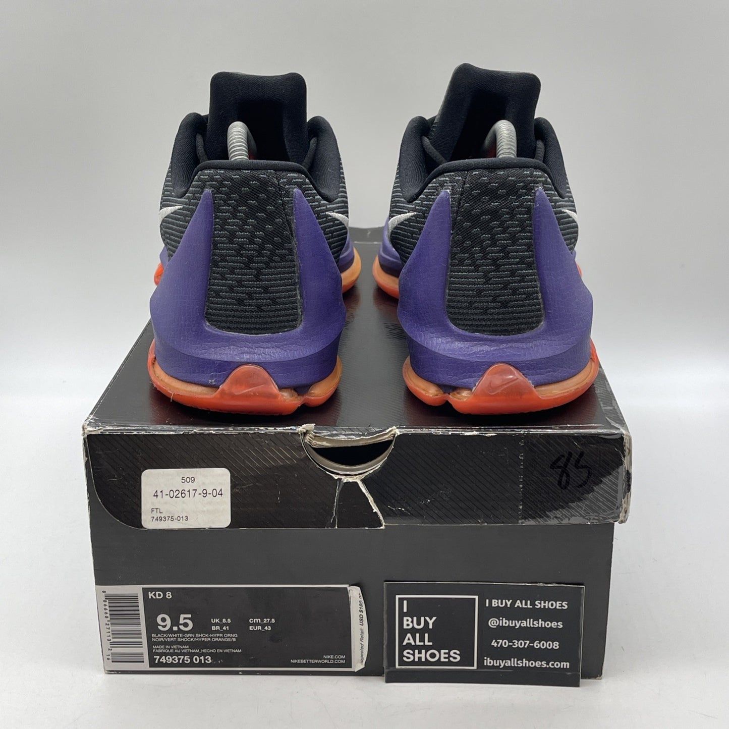 Size 9.5 - Nike KD 8 Vinary Silver Black Suede  (749375-013)