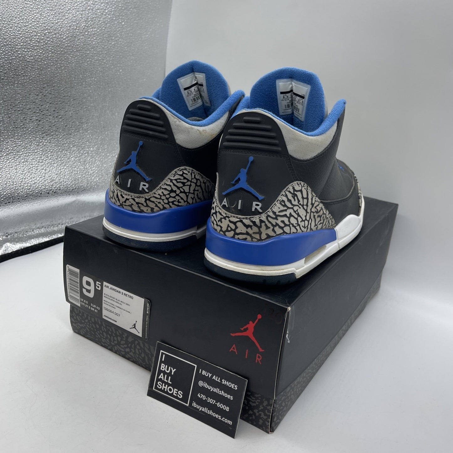 Size 9.5 - Air Jordan 3 Retro Sport Blue (136064-007)