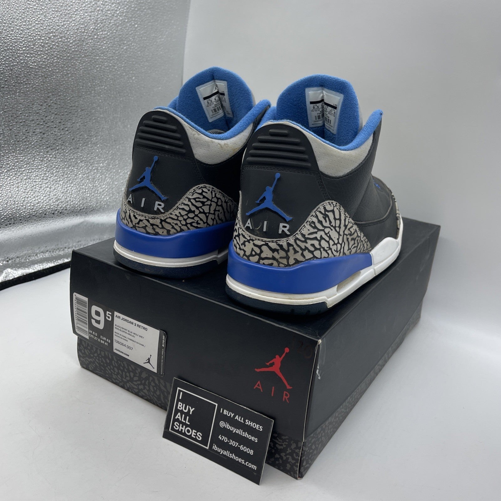 Size 9.5 - Air Jordan 3 Retro Sport Blue (136064-007)