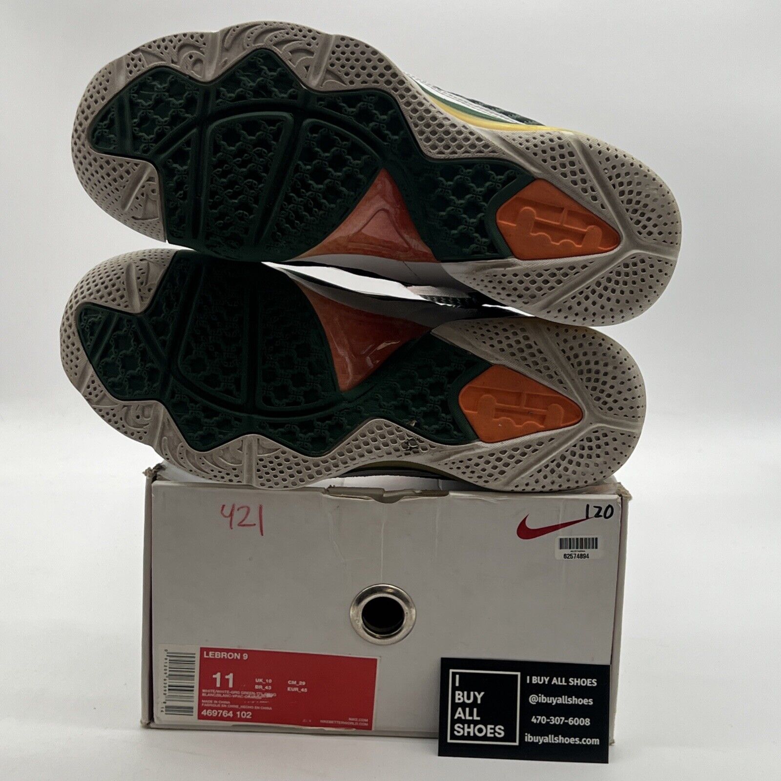 Size 11 - Nike LeBron 9 Miami Hurricanes (469764-102)