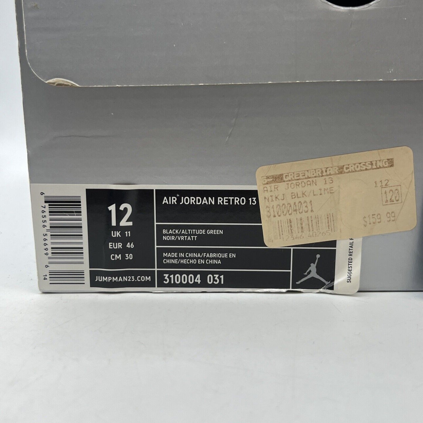 Size 12 - Air Jordan 13 Retro 2005 Altitude Black Green Leather (310004-031)