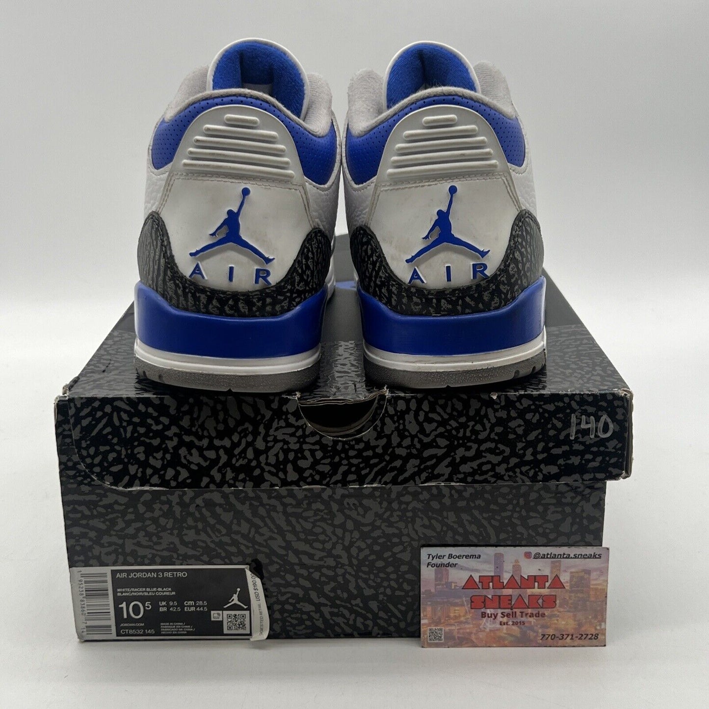 Size 10.5 - Jordan 3 Retro Mid Racer Blue White Black Leather (CT8532-145)