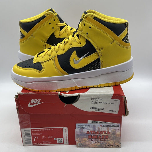 Size 7.5W - Dunk High Up Varsity Maize Yellow Black White Leather (DH3718-001)