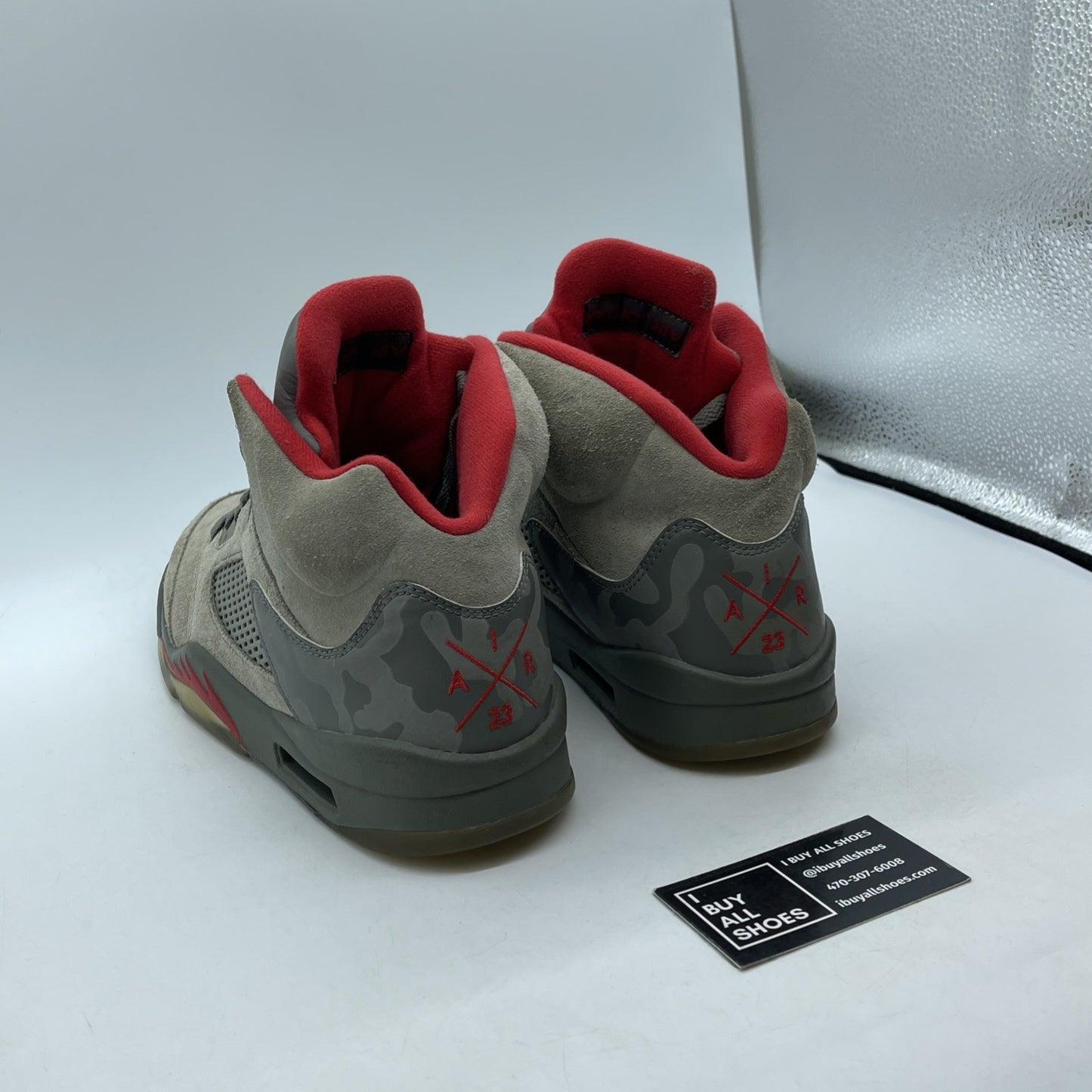 Size 11 - Air Jordan 5 Retro Camo Grey Red Suede Leather (136027-051)