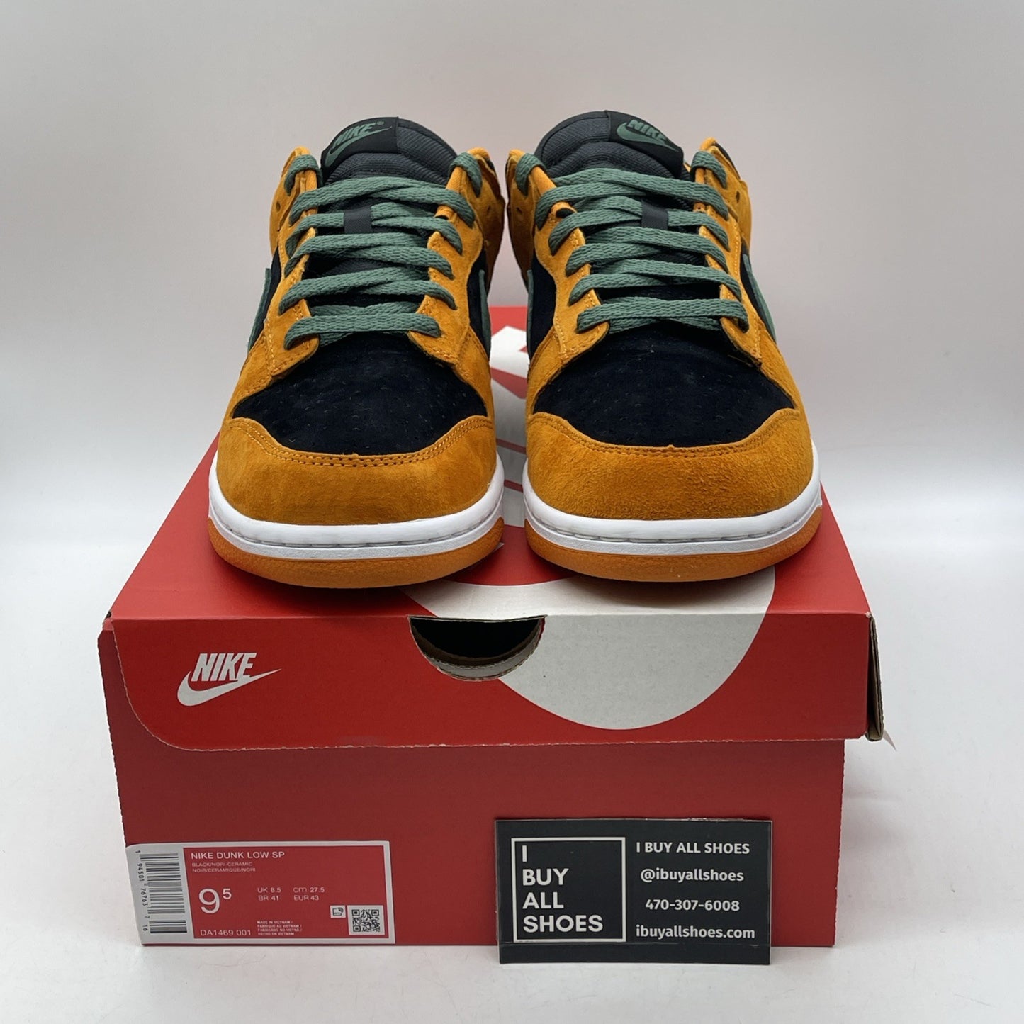 Size 9.5 - Nike Dunk SP Retro 2020 Low Ceramic Black Green Suede (DA1469-001)