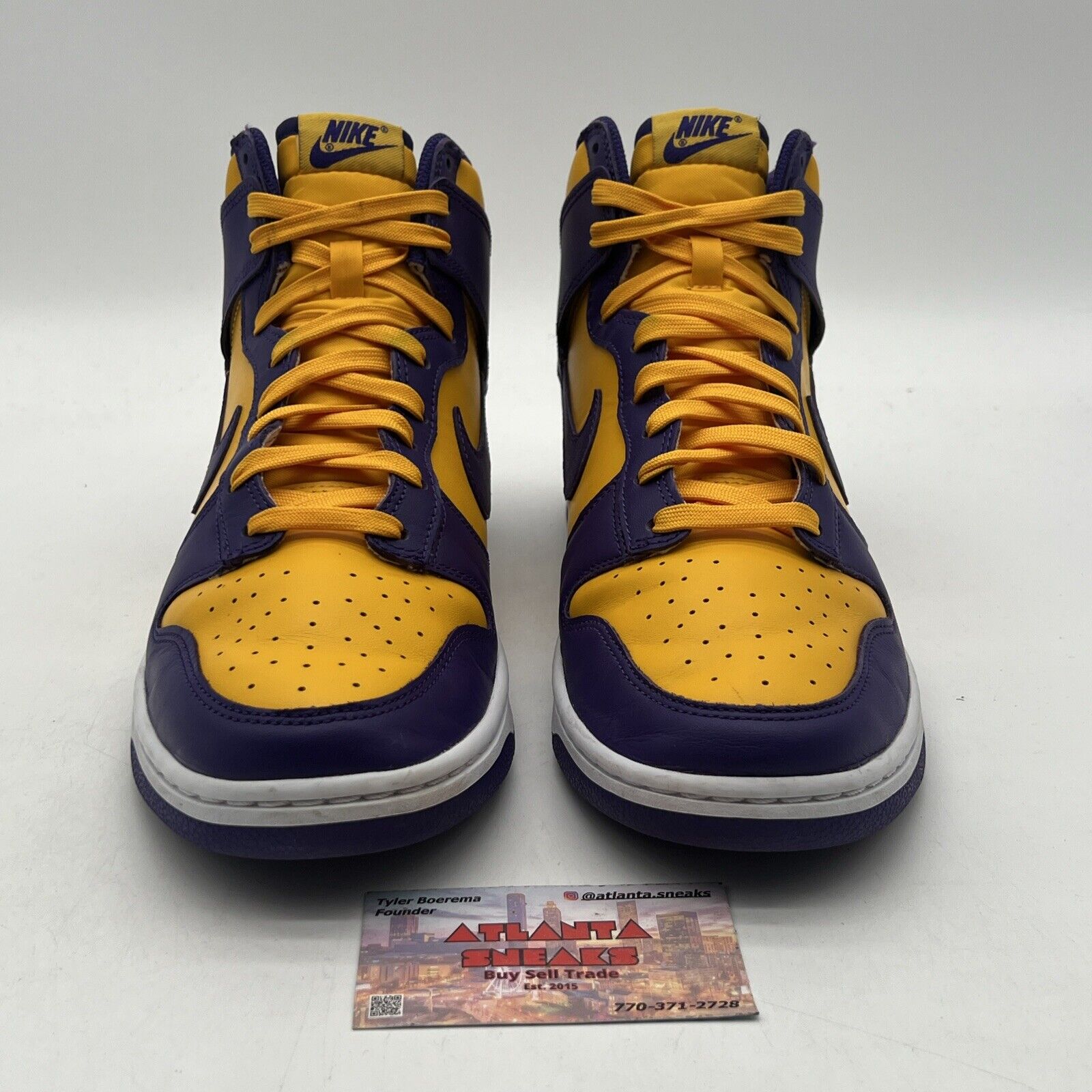 Size 11 - Nike Dunk High Lakers Yellow Purple White Leather (DD1399-500)