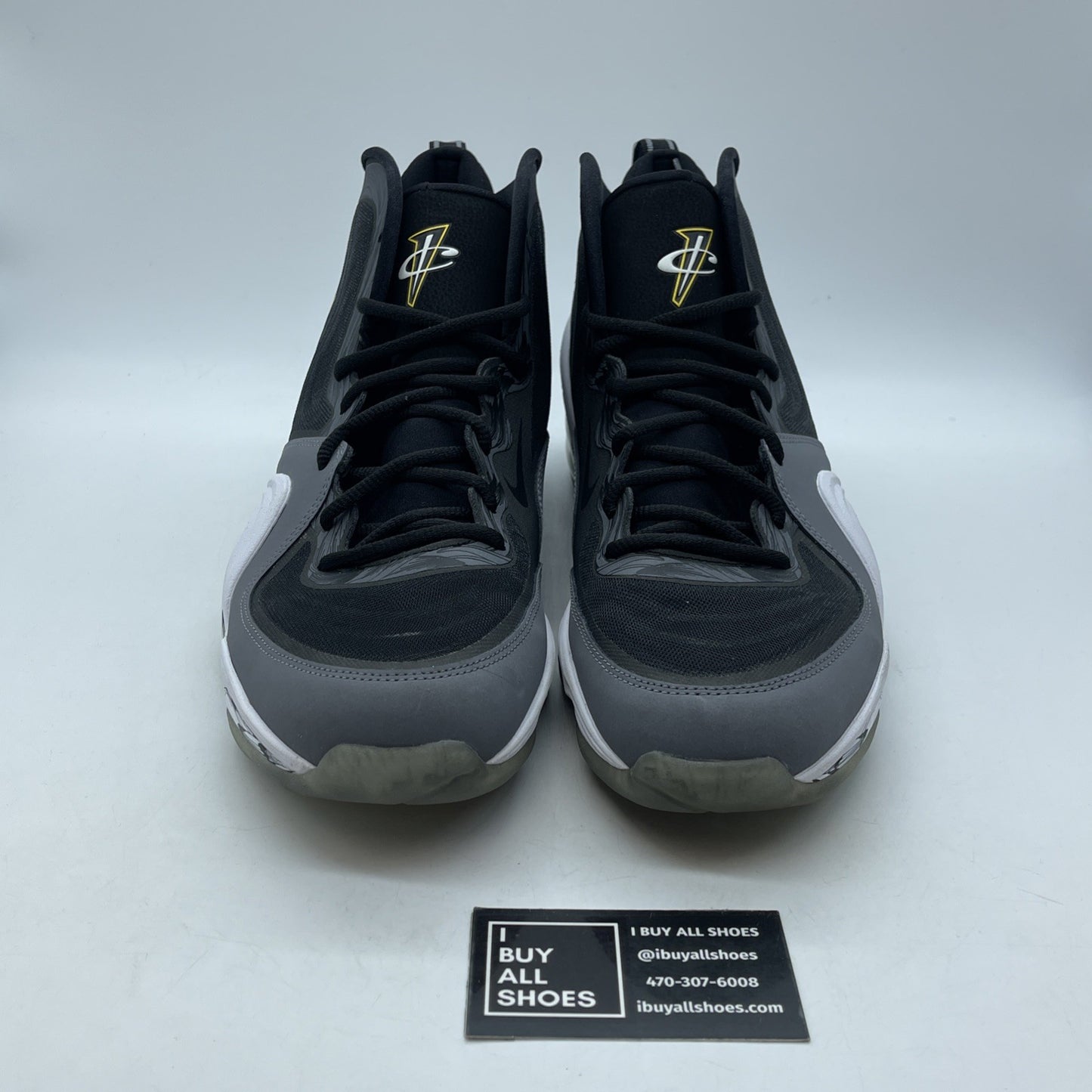 Size 13 - Nike Air Penny 5 Black Grey Tour Yellow Suede Leather (537331-001)