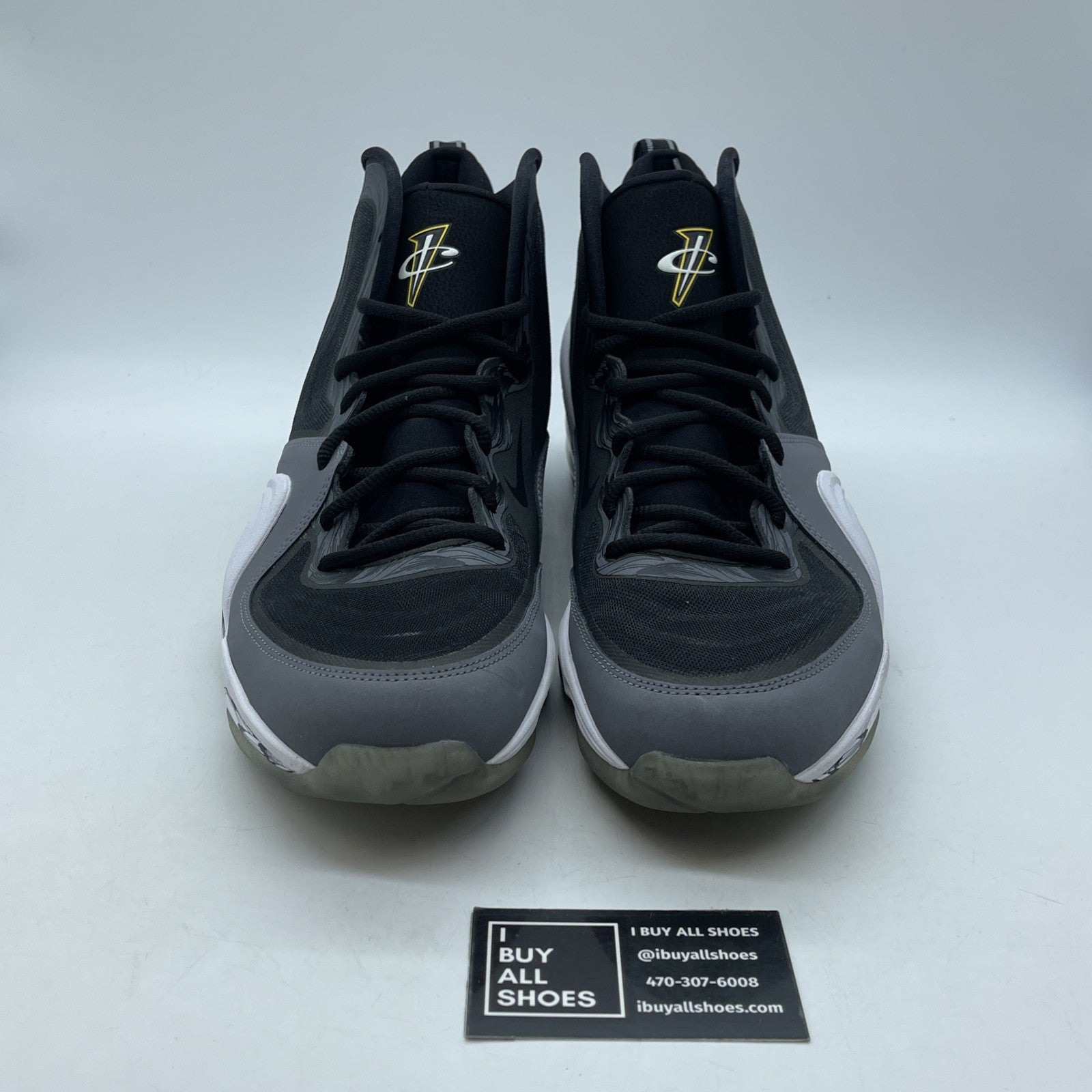Size 13 - Nike Air Penny 5 Black Grey Tour Yellow Suede Leather (537331-001)