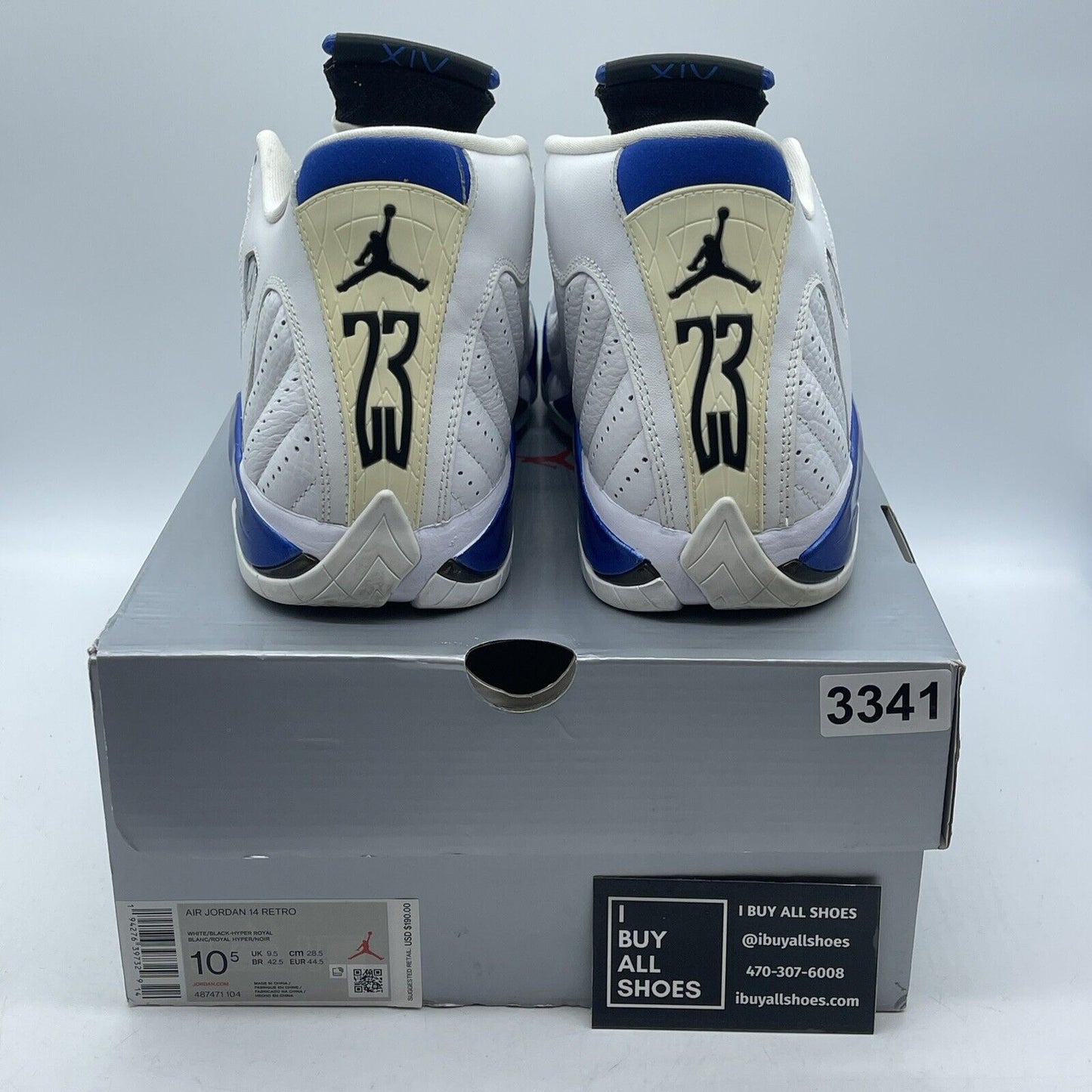 Size 10.5 - Air Jordan 14 Retro Hyper Royal Blue White Black (487471-104)