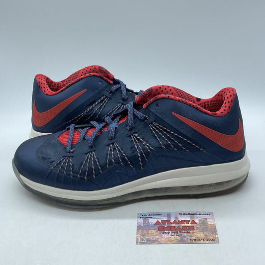 Size 11 - Nike Air Max LeBron 10 Low USA Blue Red Leather Suede (579765-400)