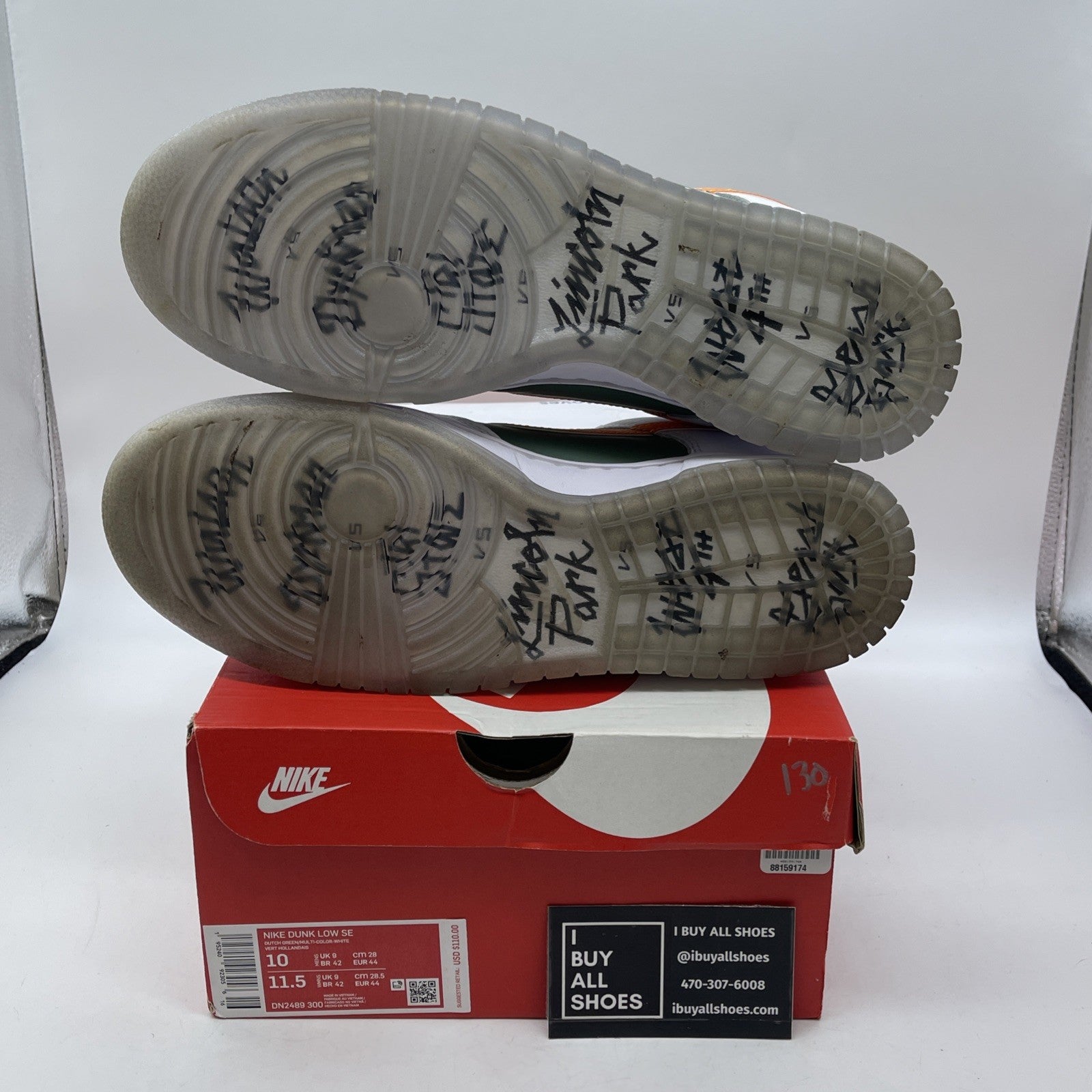 Size 10 - Nike Dunk Low NY vs. NY White Green Orange Leather (DN2489-300)