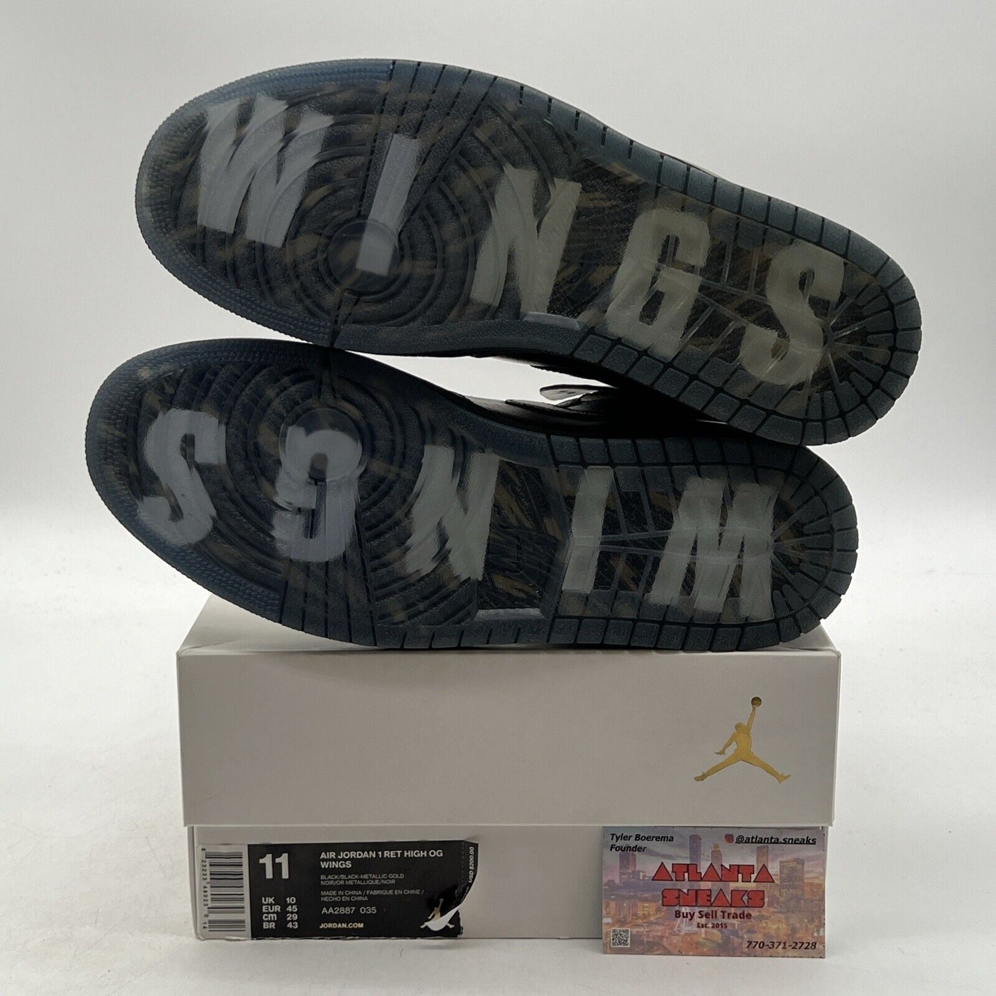 Size 11 - Air Jordan 1 Retro OG High Wings Black Gold (AA2887-035)