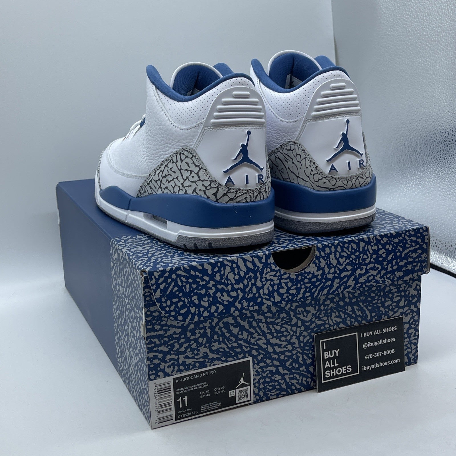 Size 11 - Jordan 3 Retro Mid Washington Wizards Blue Grey Suede (CT8532-148)