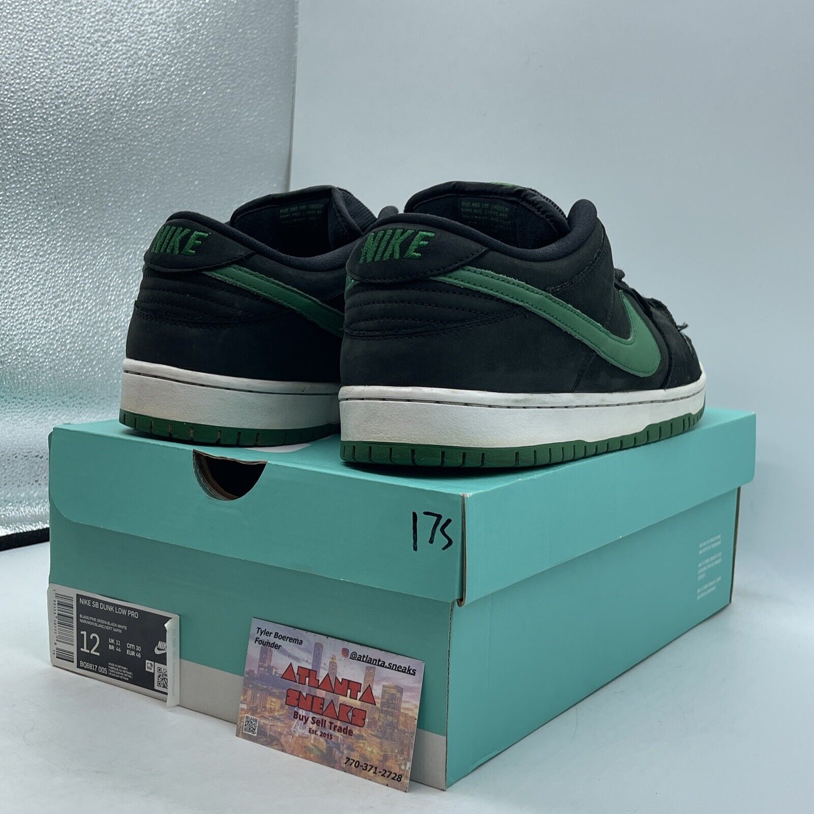 Size 12 - Nike Dunk Pro SB Low Black Pine Green Suede (BQ6817-005)