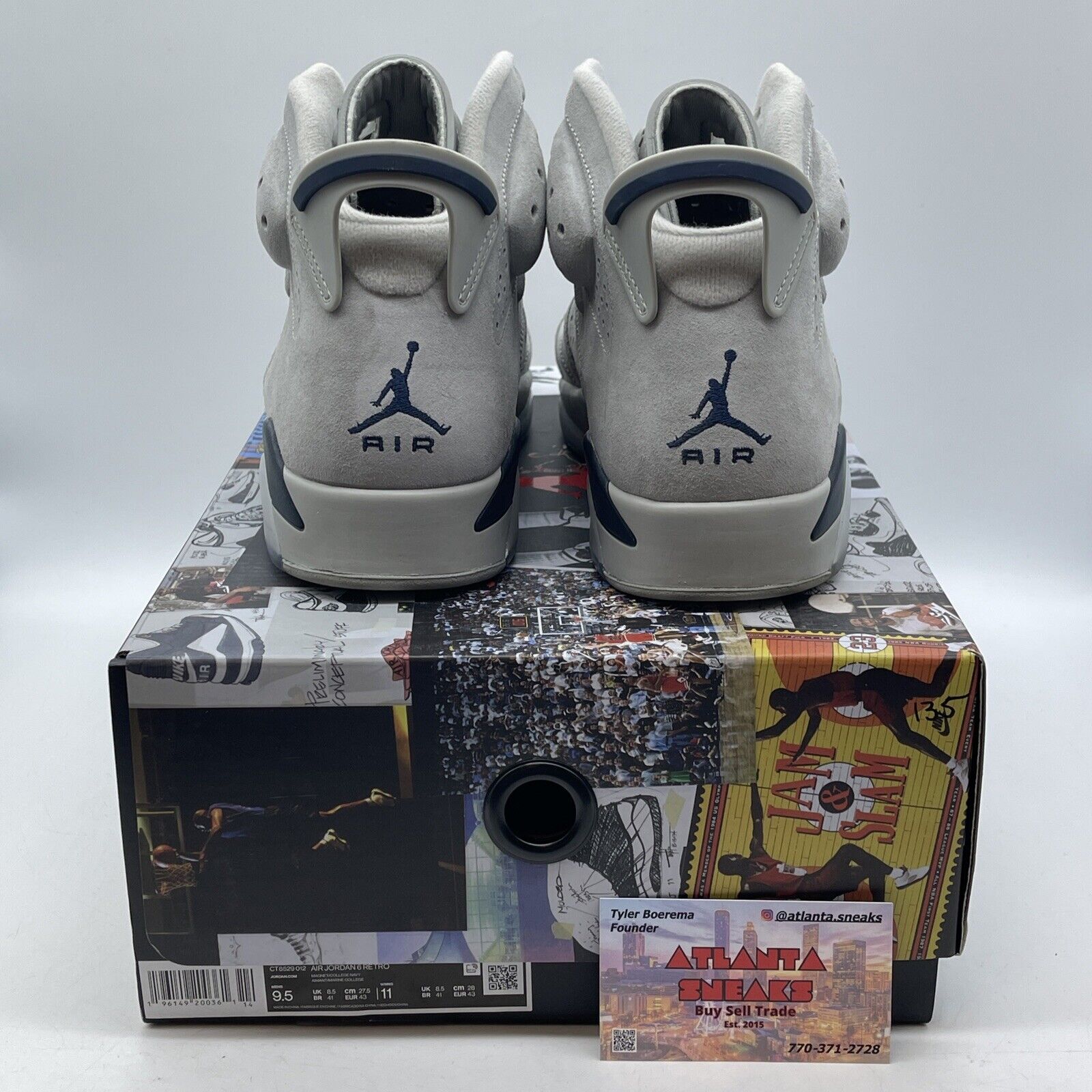 Size 9.5 - Jordan 6 Retro Mid Georgetown Grey Navy Blue White (CT8529-012)