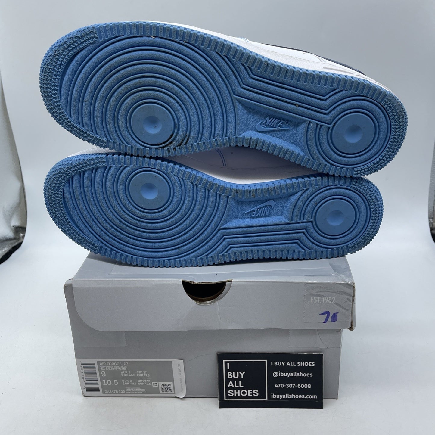 Size 9 - Nike Air Force 1 '07 First Use - White University Blue (DA8478-100)