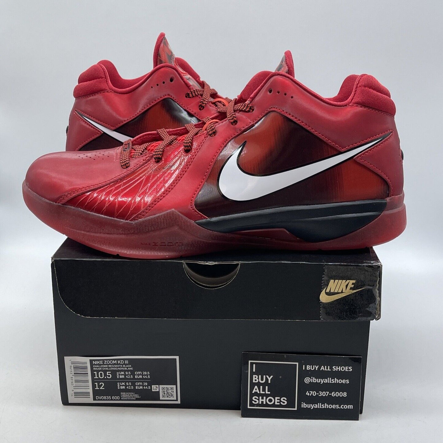 Size 10.5 - Nike KD 3 Red Black White Leather (DV0835-600)