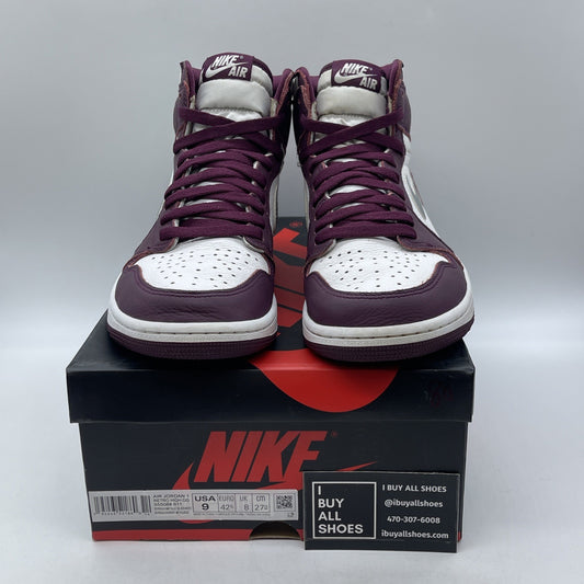 Size 9 - Jordan 1 Retro High OG Bordeaux Silver White Leather (555088-611)