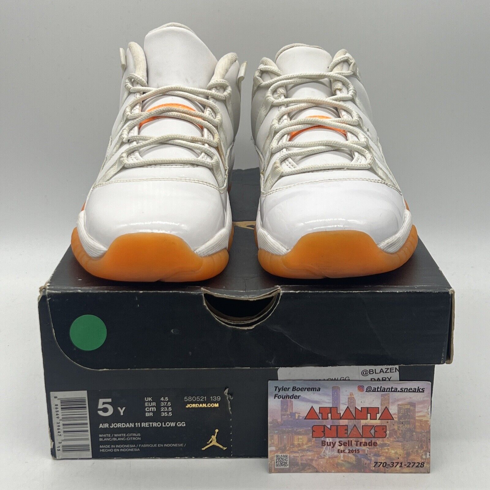 Nike Air Jordan Retro 11 XI Low GG Citrus Size 5Y White Orange (580521-139)