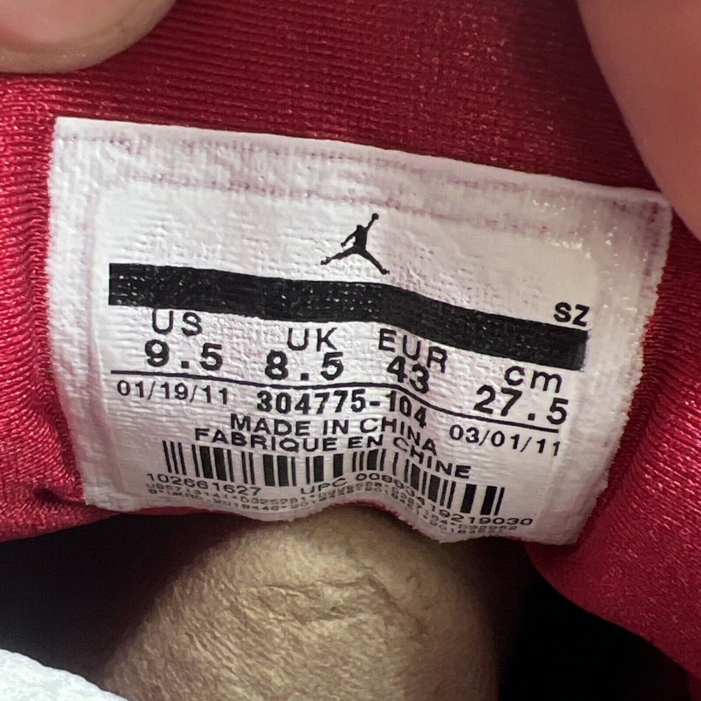 Size 9.5 - Air Jordan 7 Retro 2011 Cardinal (304775-104)
