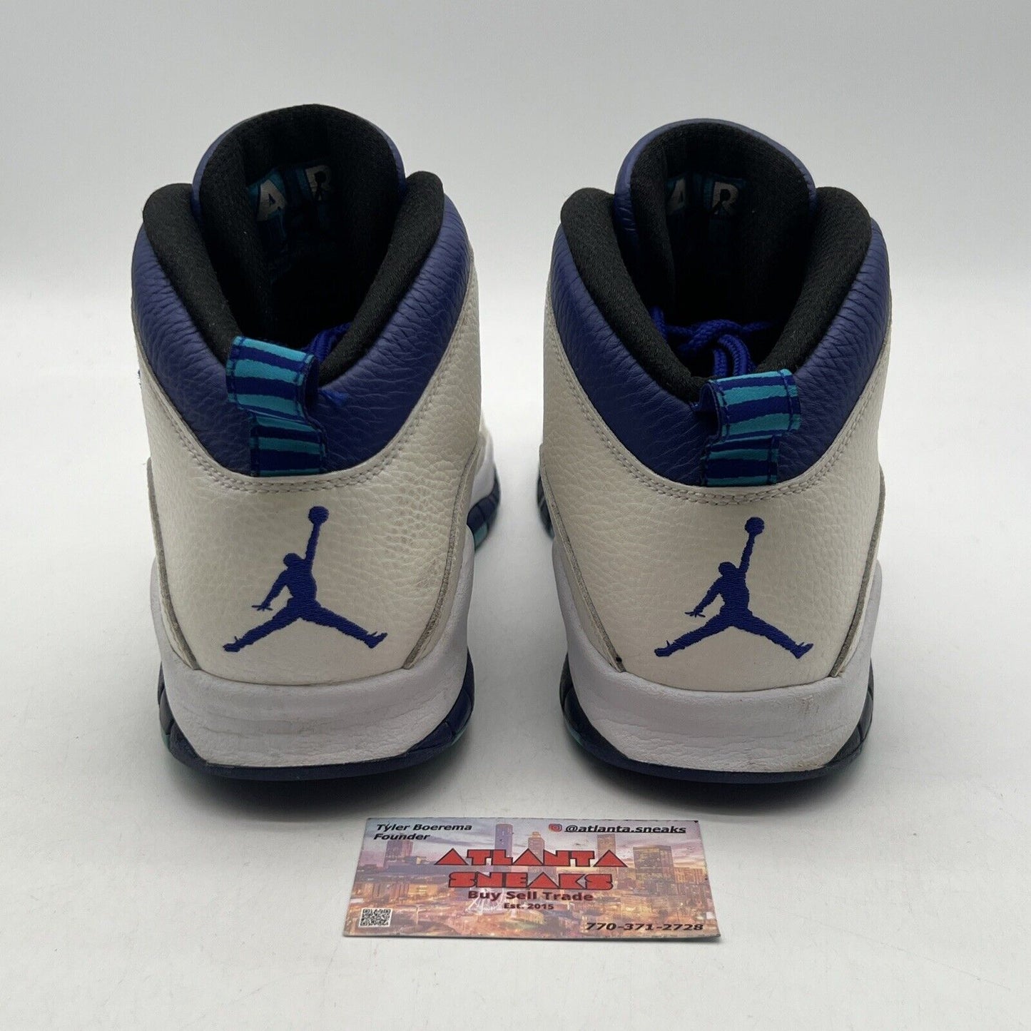 Size 12 - Air Jordan 10 Retro Charlotte Hornets White Leather Purple 310805-107