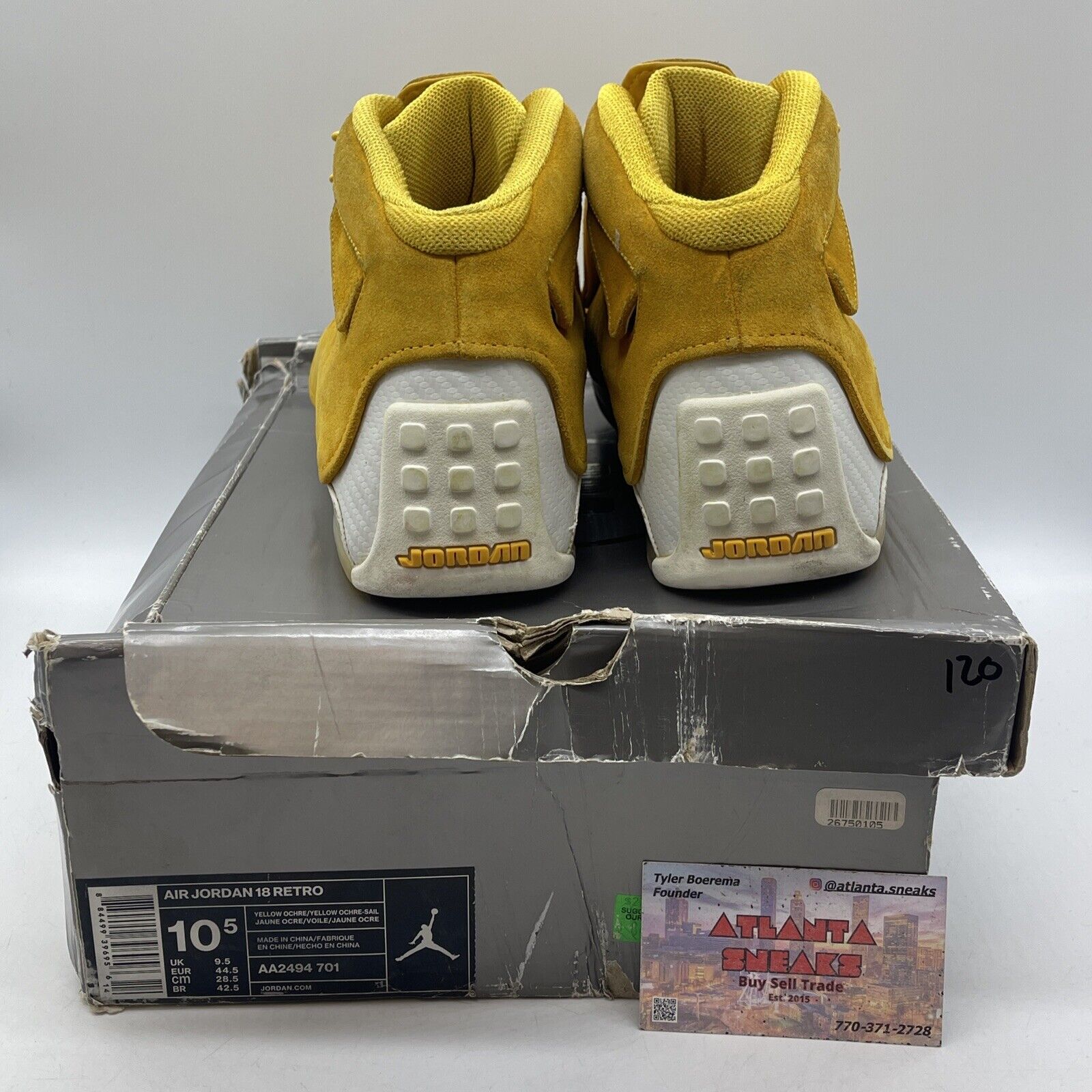 Size 10.5 - Air Jordan 18 Retro Yellow Suede White Leather (AA2494-701)