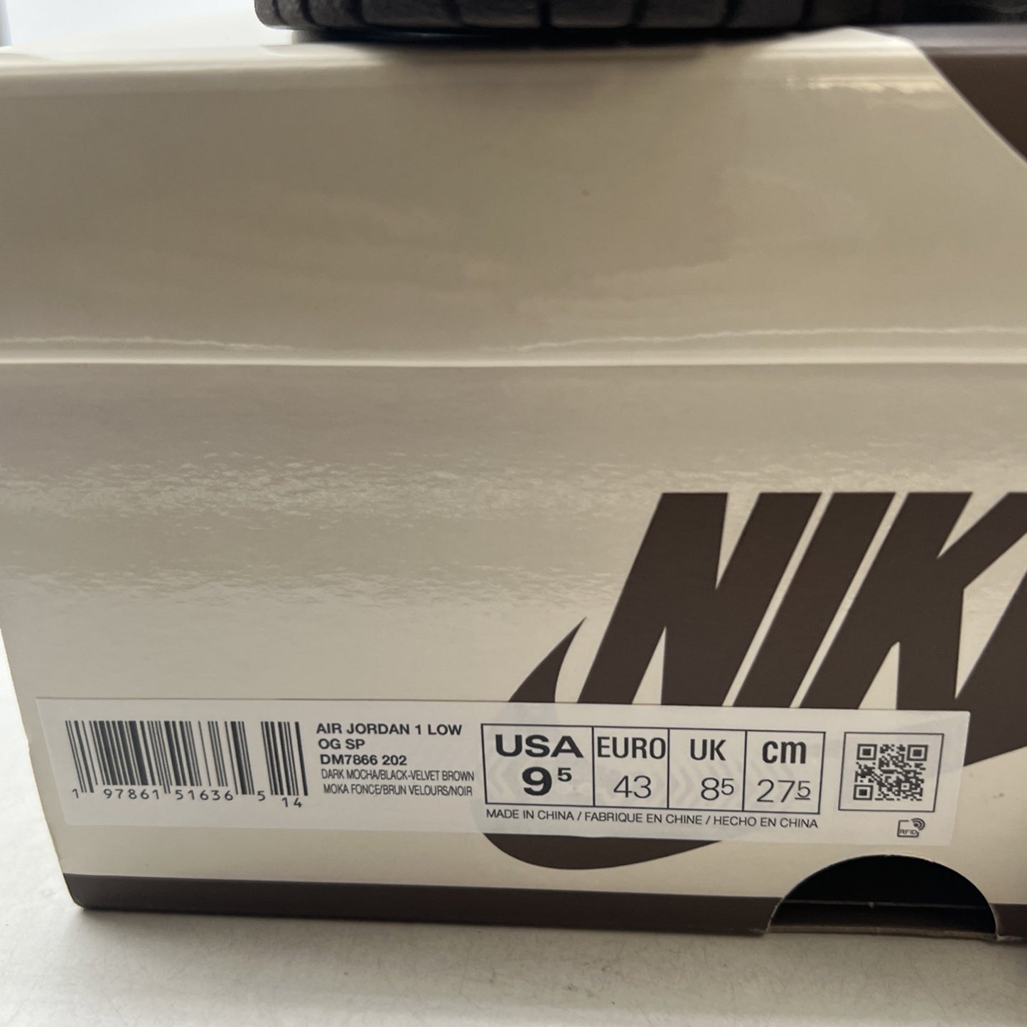 Size 9.5 - Travis Scott x Air Jordan 1 Retro OG SP Low Velvet Brown (DM7866-202)