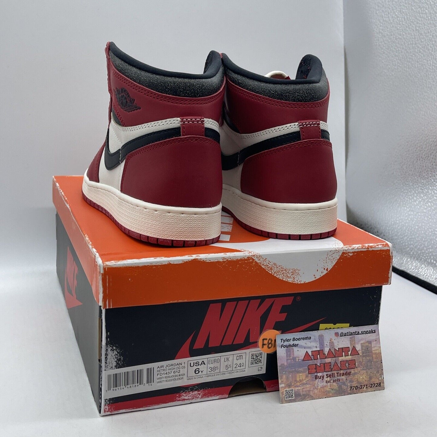 Size 6 (GS) - Jordan 1 Retro OG High Chicago Lost & Found White Red (FD1437-612)