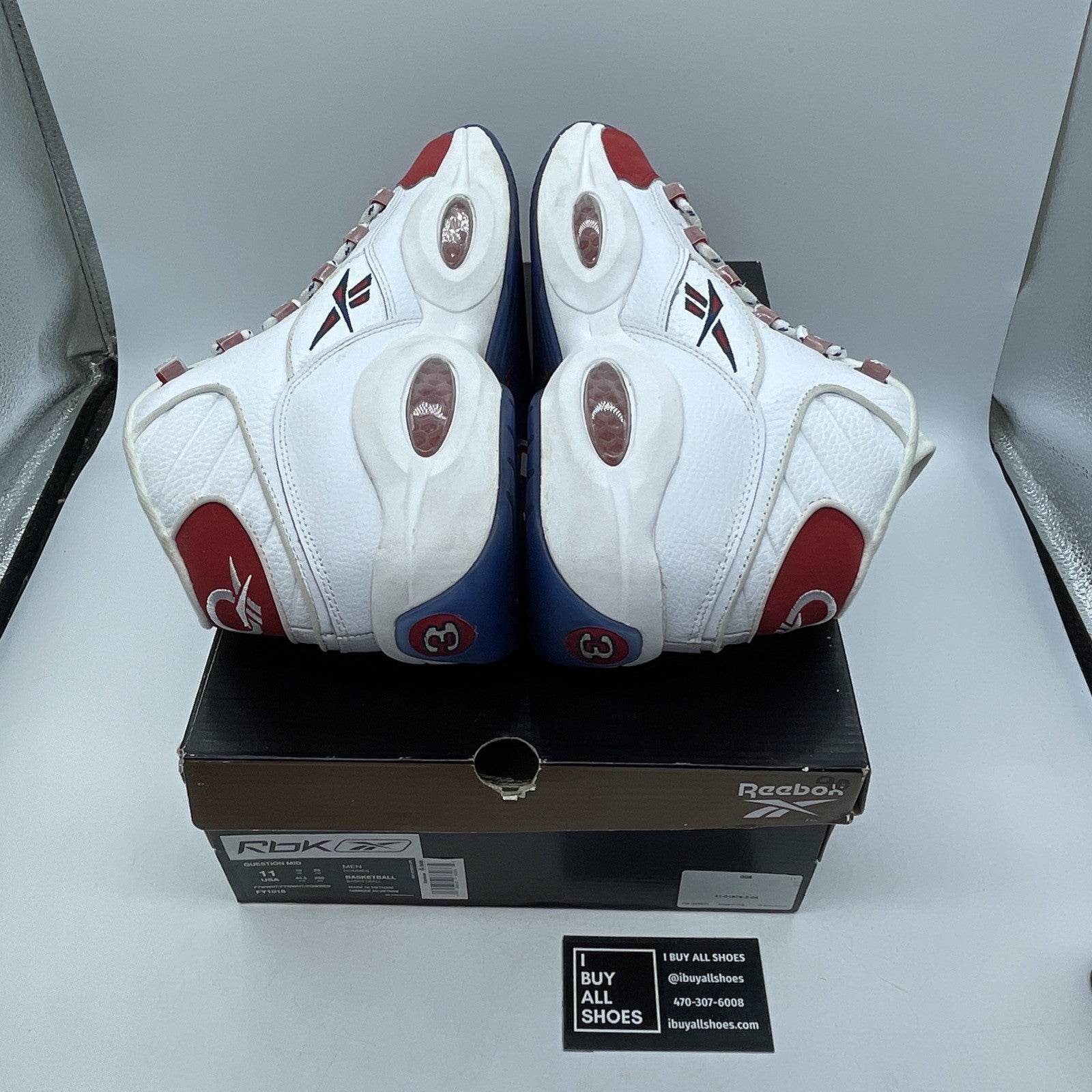 Size 11 - Reebok Question OG 2020 Mid Red Toe White Suede Leather (FY1018)