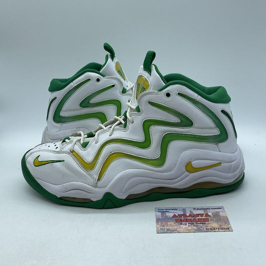 Size 12 - Nike Air Pippen Hoh Draft Pack White Green Yellow Leather (410489-183)