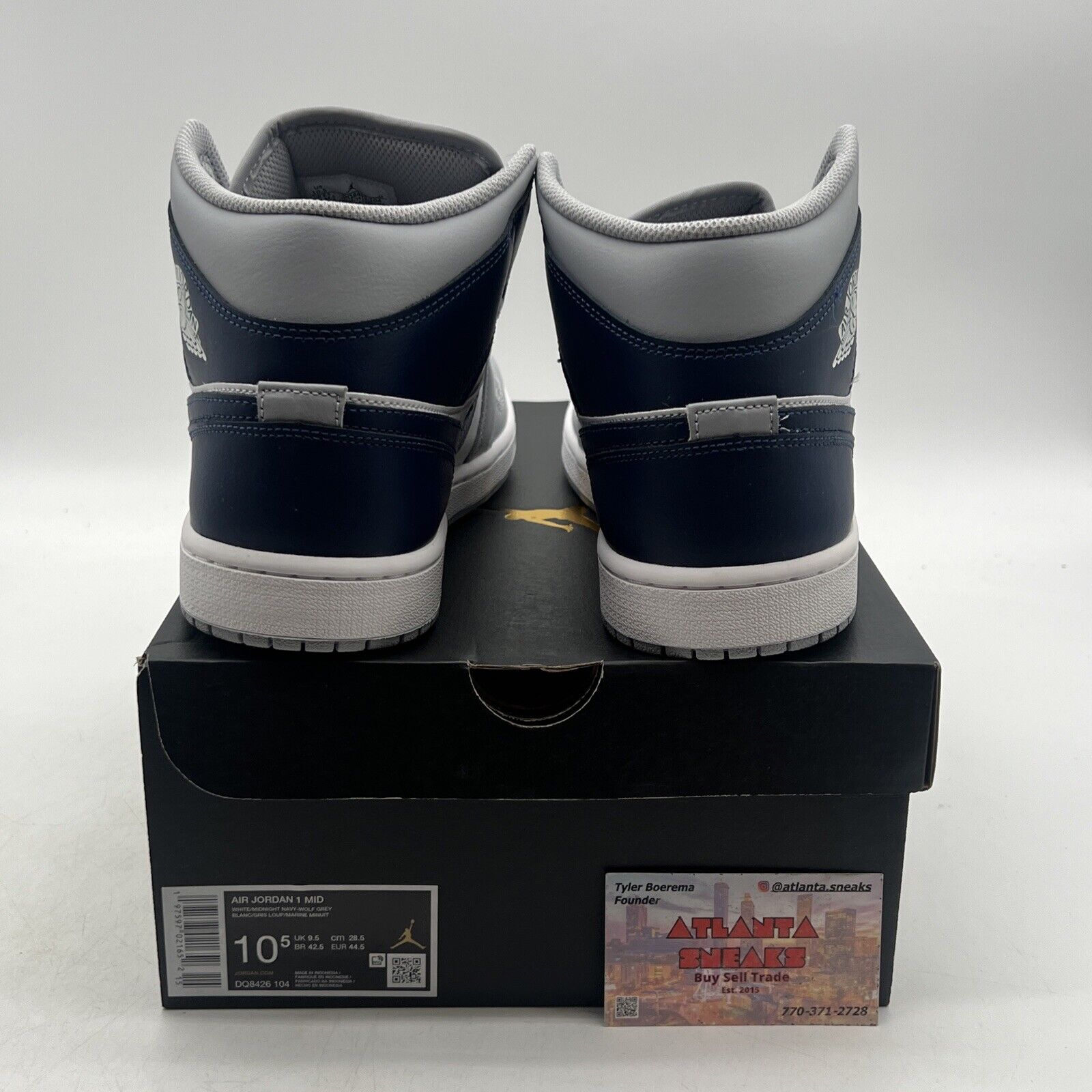 Size 10.5 - Air Jordan 1 Mid Wolf Grey Midnight Navy (DQ8426-104)