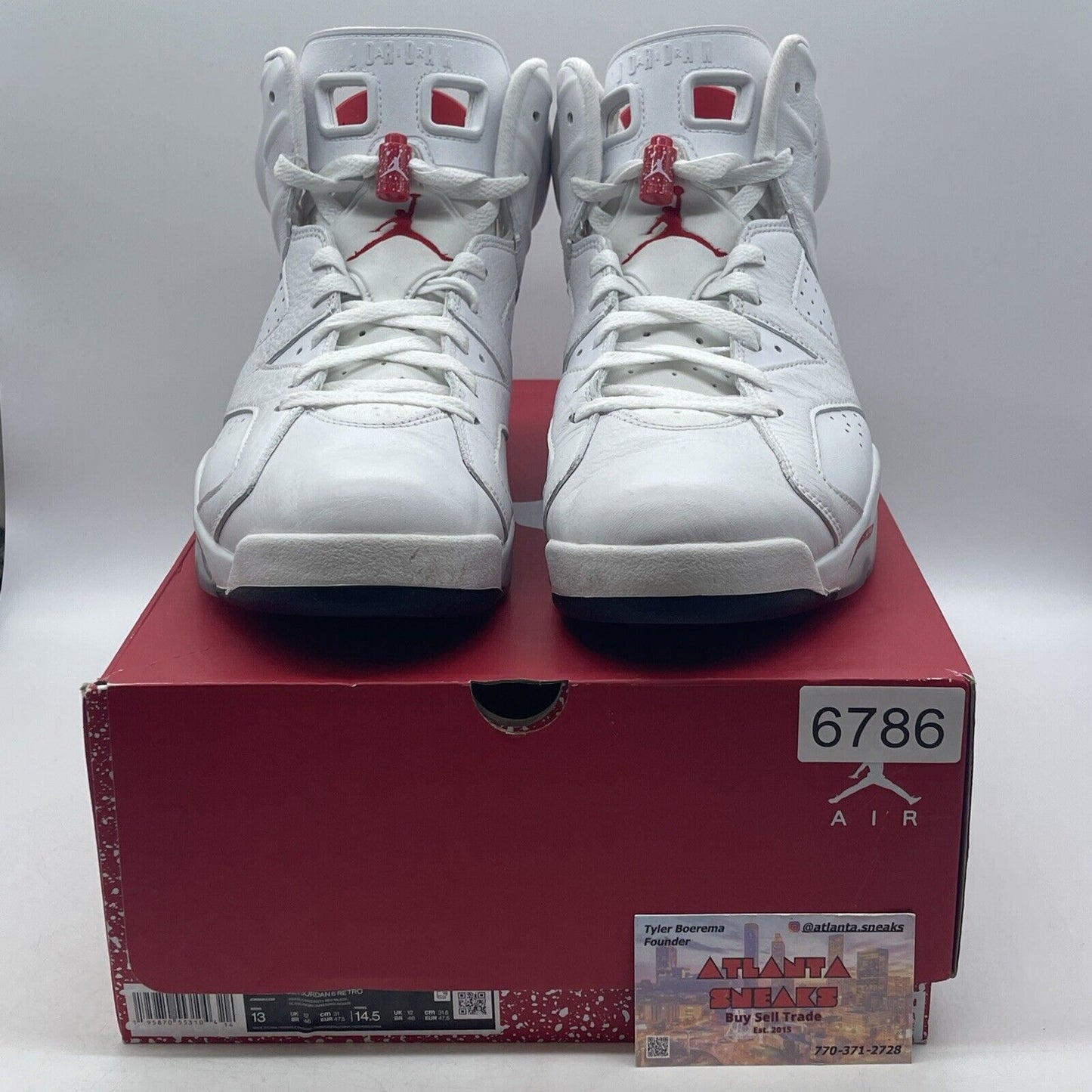 Size 13 - Jordan 6 White and University Red 2022 Leather (CT8529-162)
