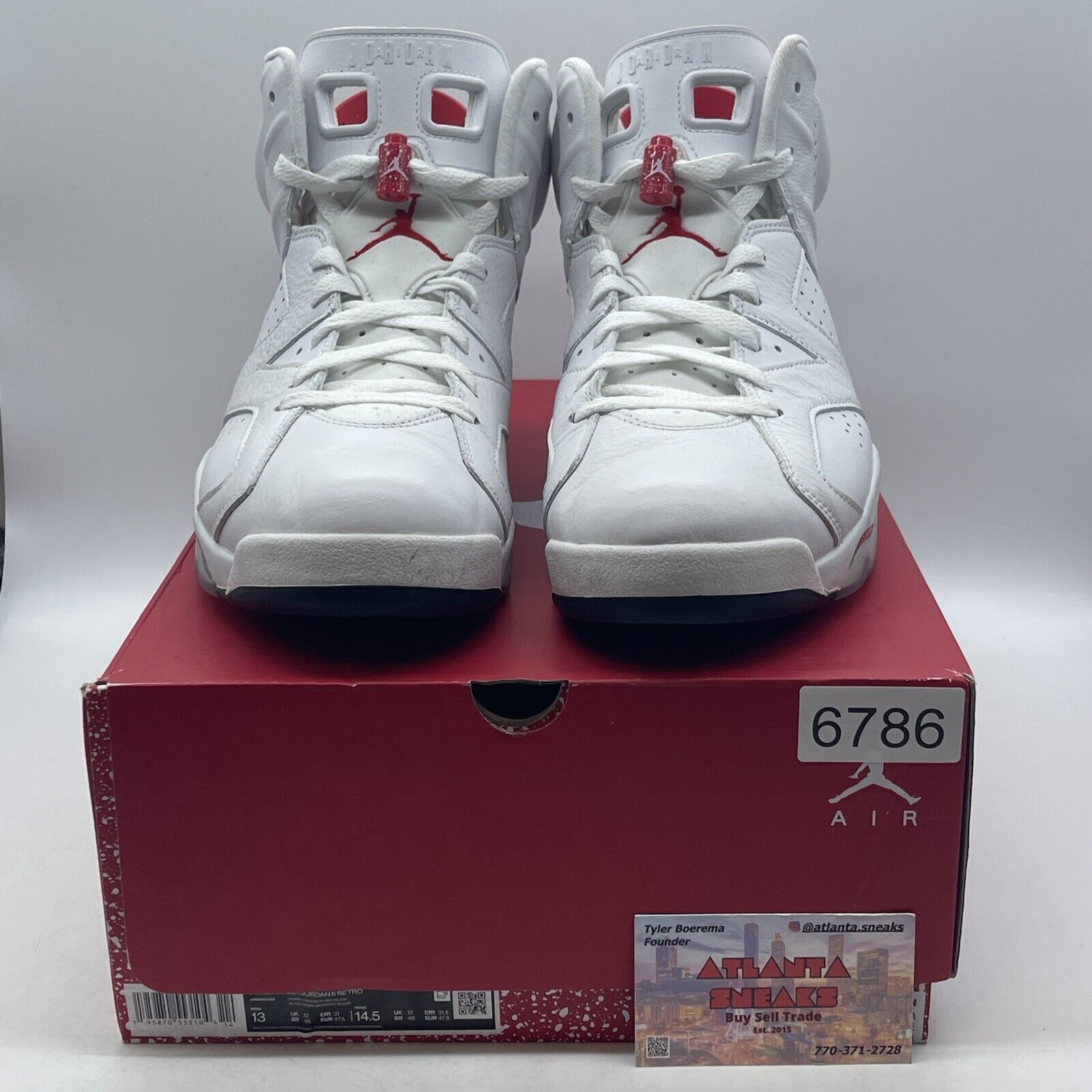 Size 13 - Jordan 6 White and University Red 2022 Leather (CT8529-162)