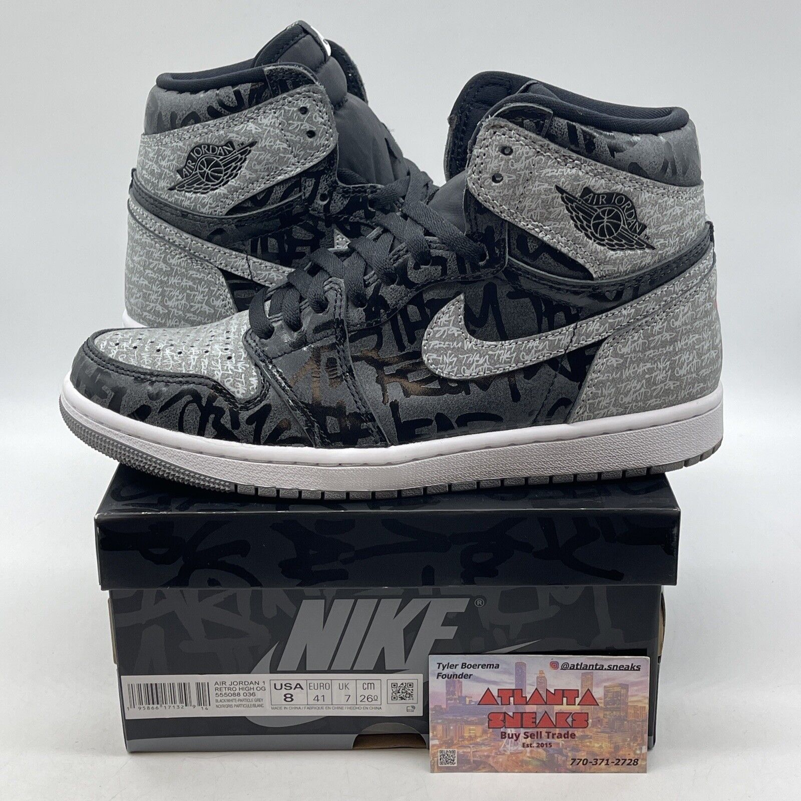 Size 8 - Jordan 1 OG High Rebellionaire Grey White Black Red (555088-036)