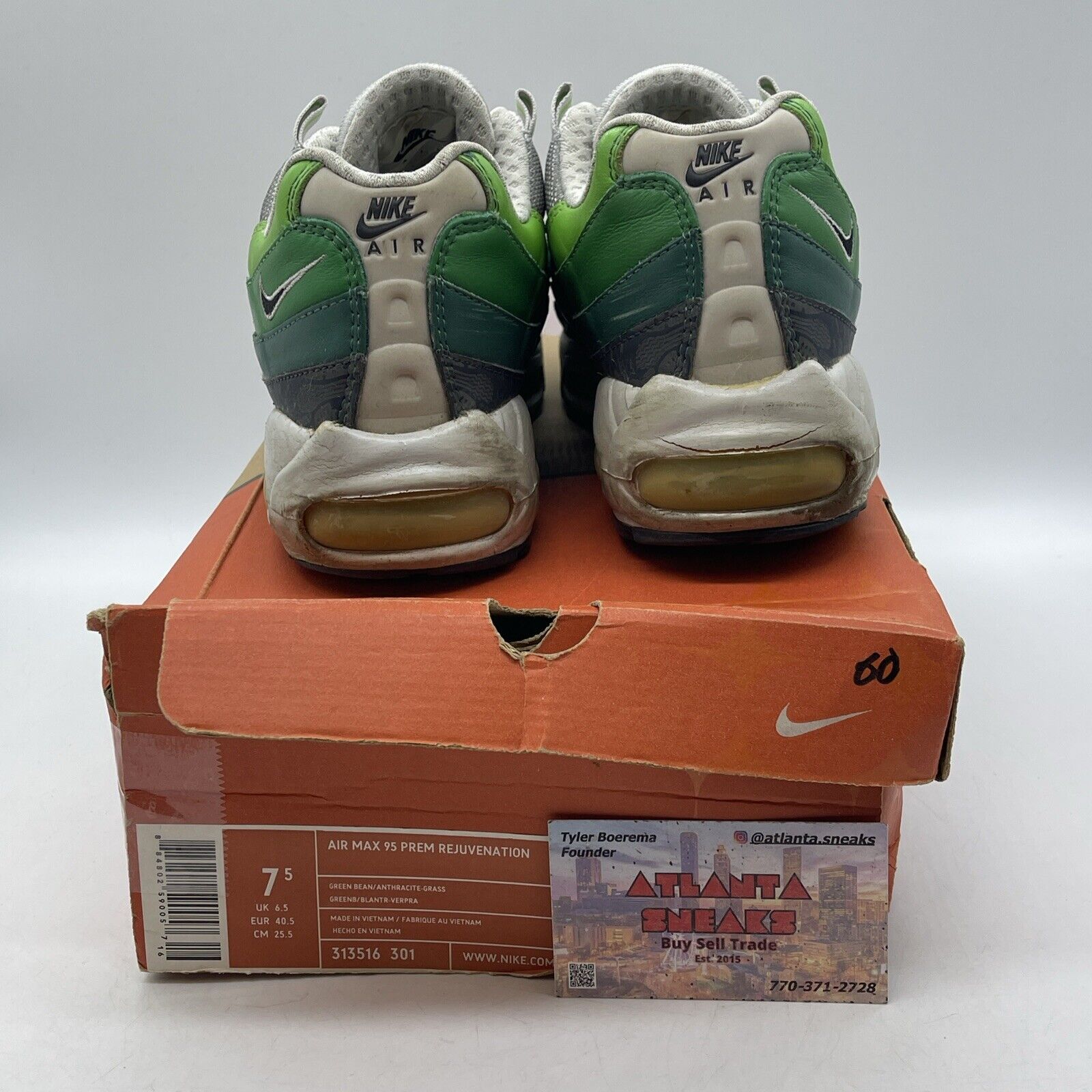 Size 7.5 - Nike Air Max 95 Premium Rejuvenation Green Leather (313516-301)