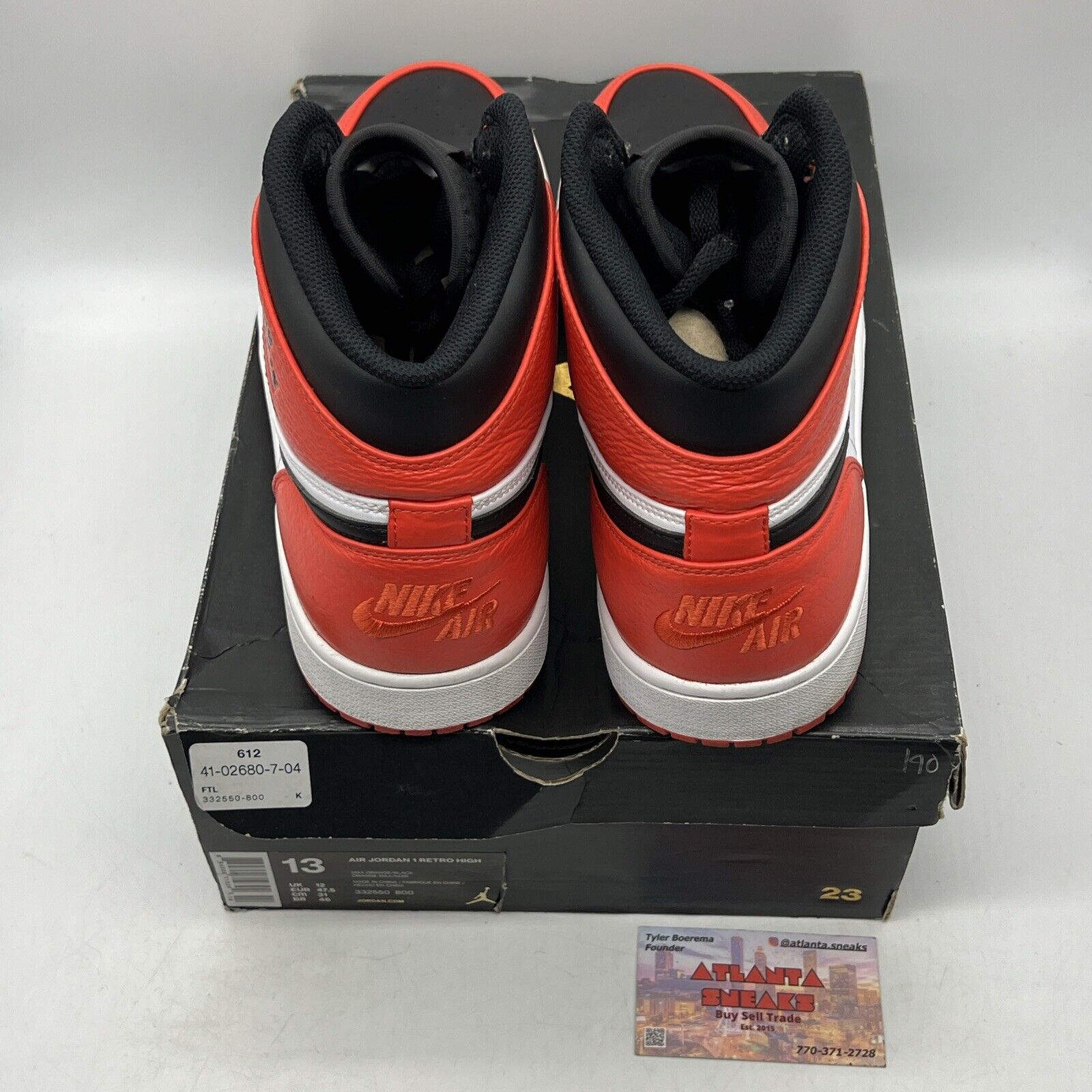 Size 13 - Air Jordan 1 Rare Air Max Orange Black White Leather (332550-800)