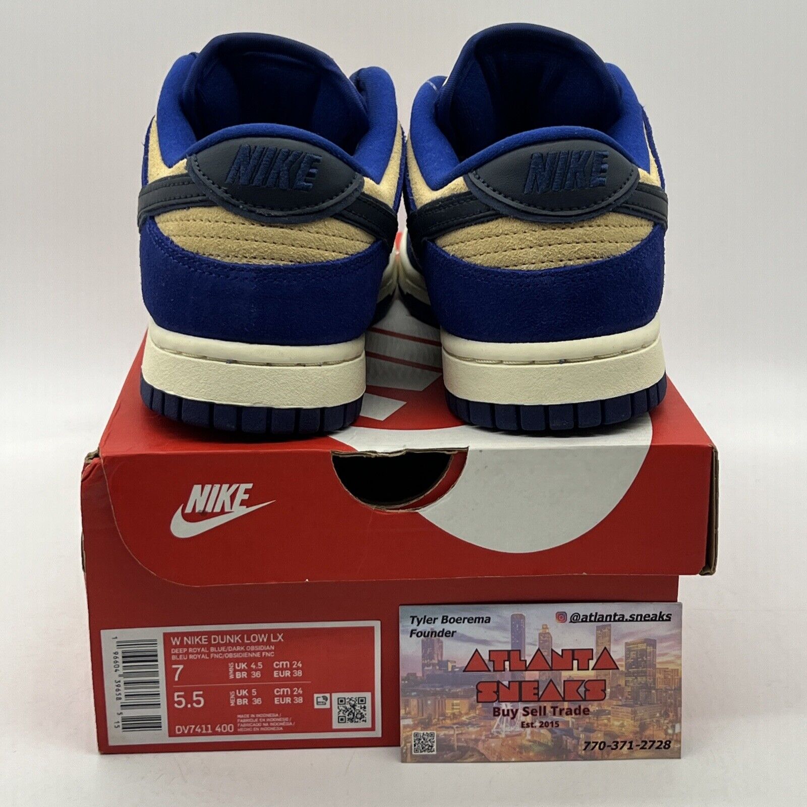 Size 7 - Nike Dunk LX Blue Suede W Blue Tan Suede White Black (DV7411-400)