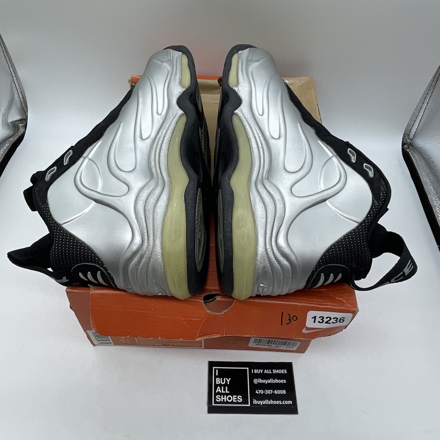 Size 8 - Nike Total Air Foamposite Max Silver Black Suede (307717-003)