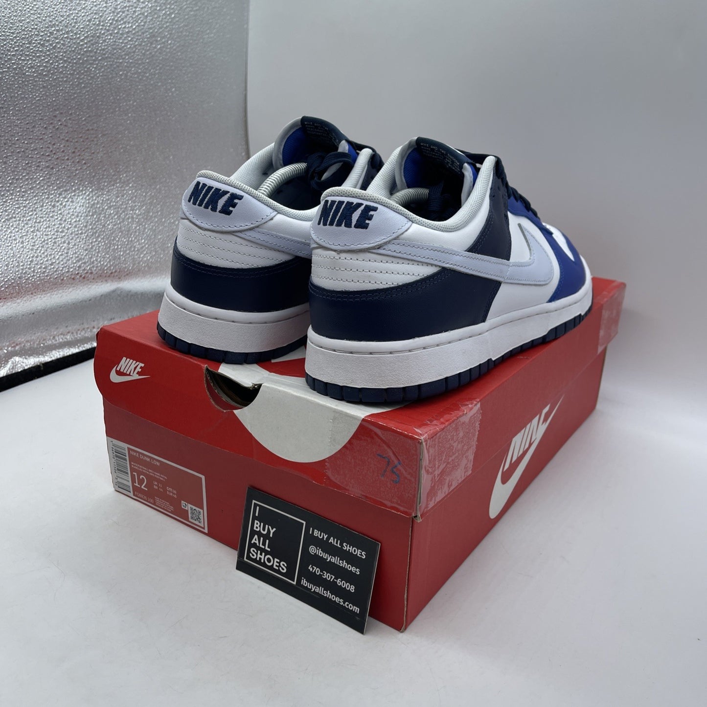 Size 12 - Nike Dunk Low Game Royal Navy Blue White Leather (FQ8826-100)
