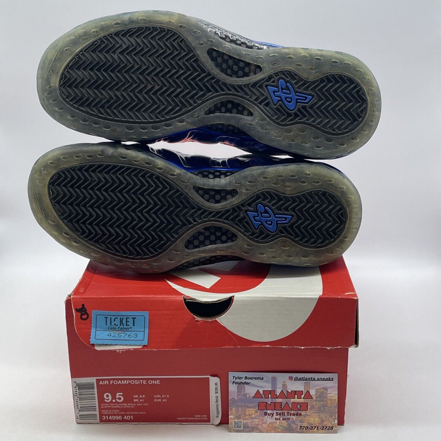 Size 9.5 - Nike Air Foamposite One Sport Royal Grey Suede Blue (314996-401)