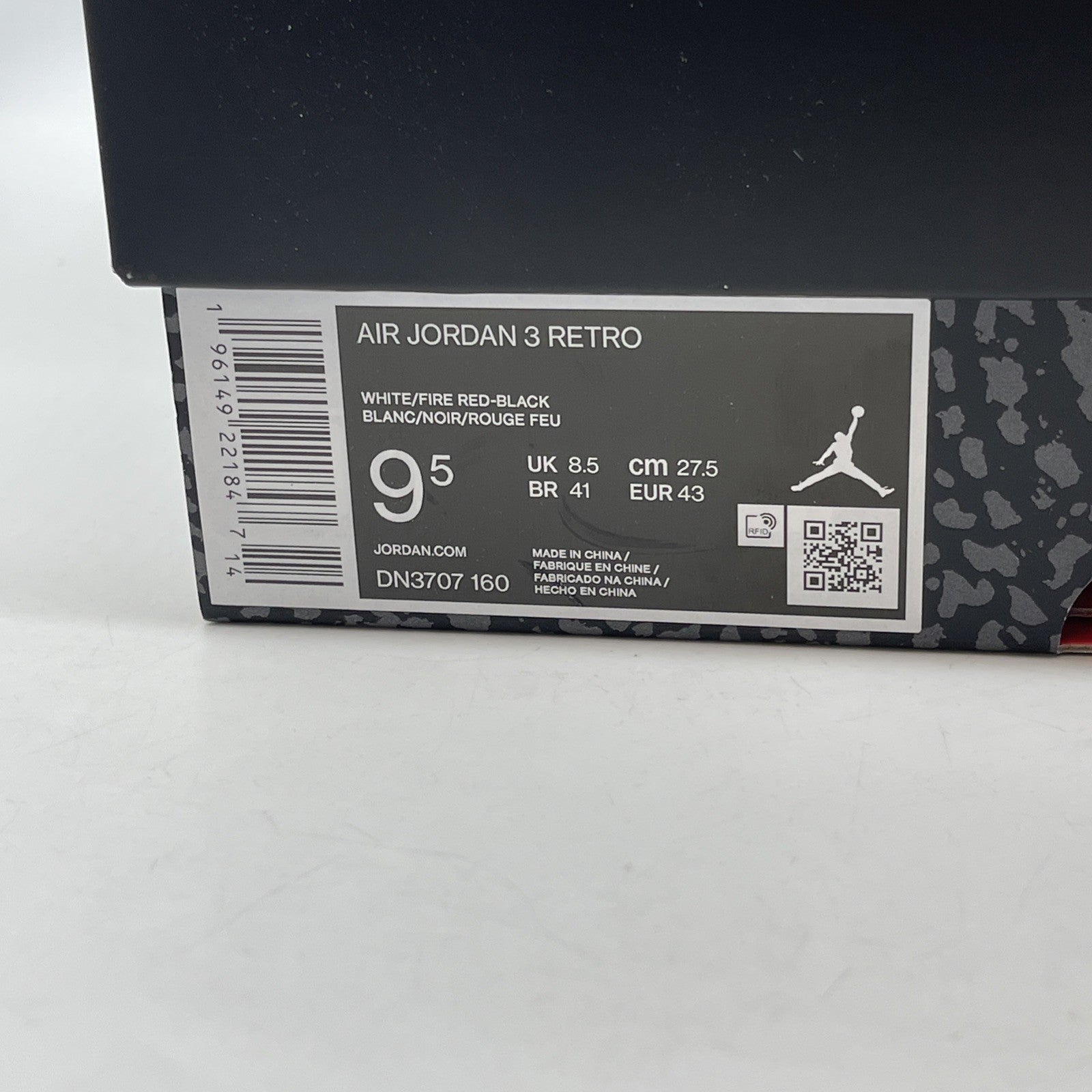 Size 9.5 - Jordan 3 Retro Mid Fire Red White Suede Leather (DN3707-160)