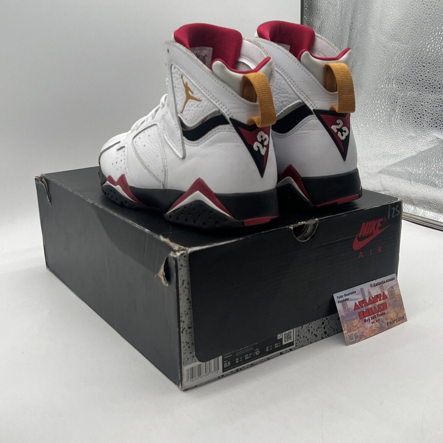 Size 8.5 - Jordan 7 Cardinal 2022 White Red Black Leather (CU9307-106)