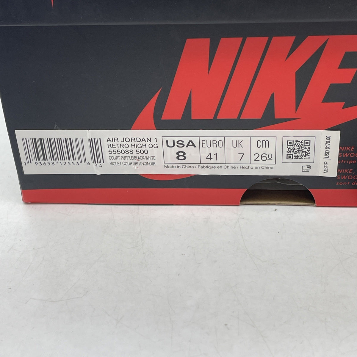 Size 8 - Air Jordan 1 Retro OG High Court Purple 2.0 (555088-500)