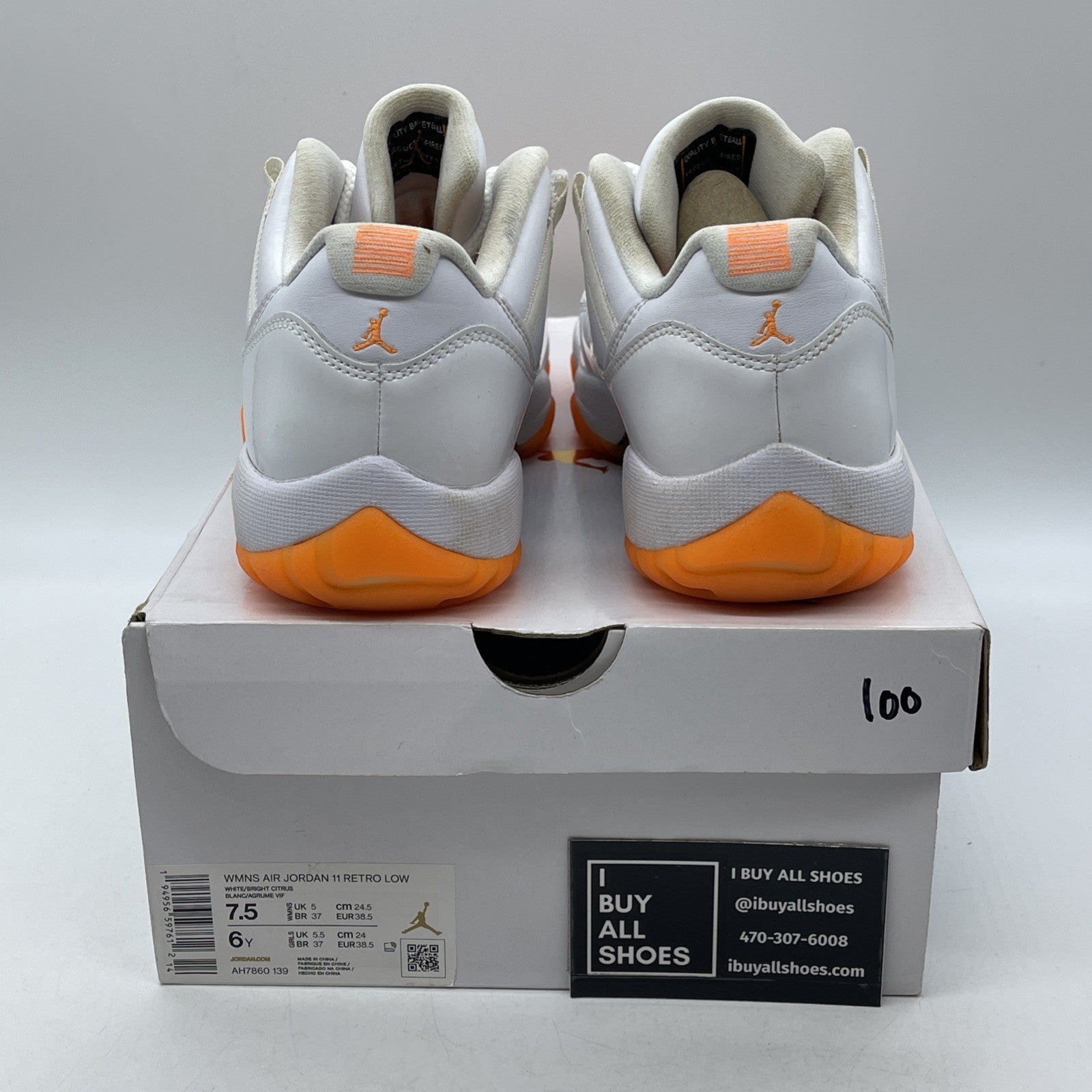 Size 7.5W - Air Jordan 11 Retro Low Bright Citrus White Leather (AH7860-139)