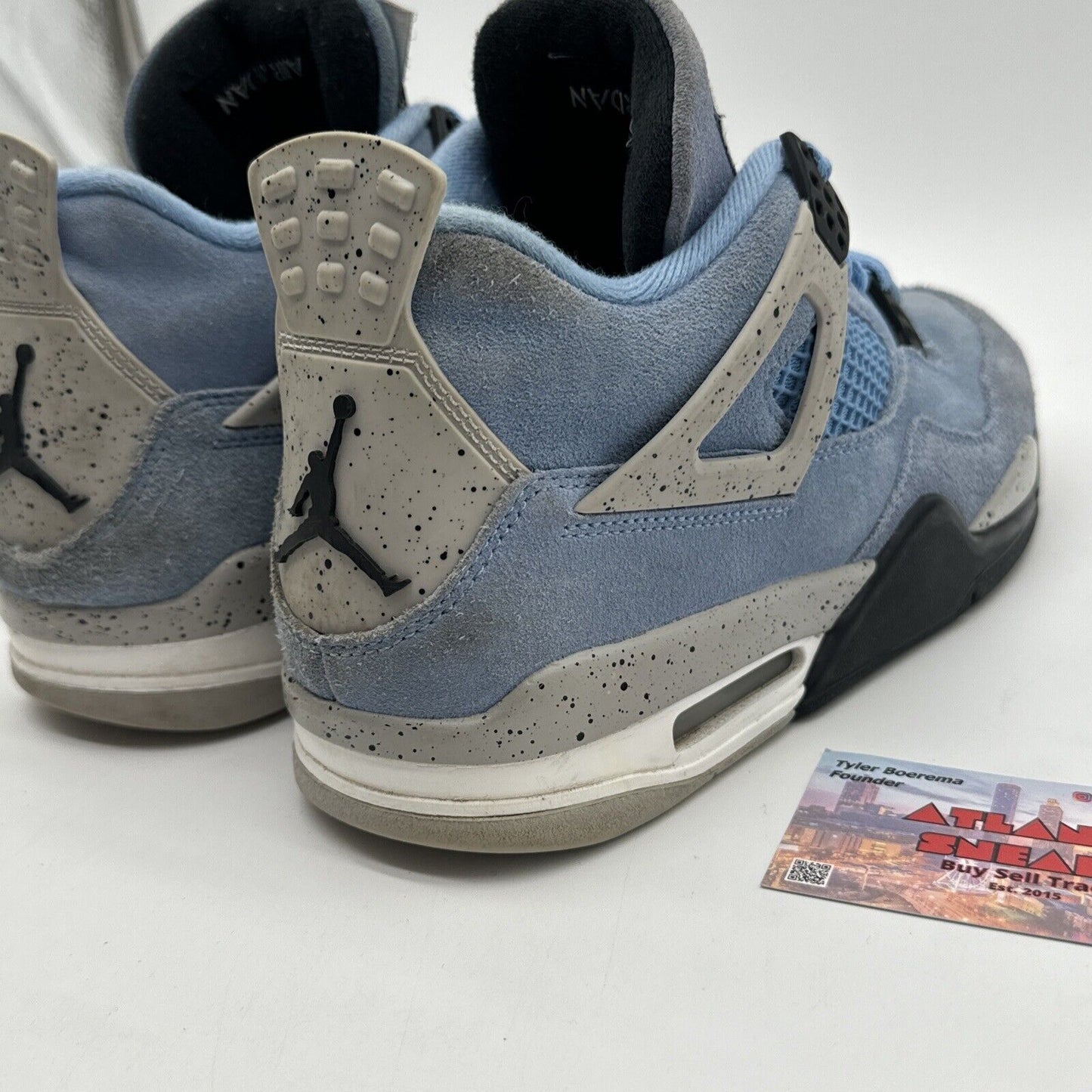 Size 8 - Jordan 4 Retro Mid University Blue UNC suede Light Blue Black Tech Grey