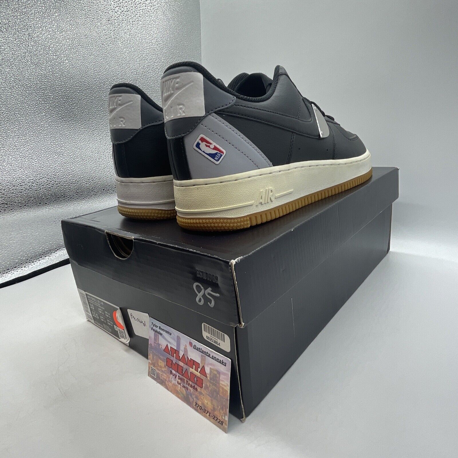 Size 10 - Nike NBA x Air Force 1 '07 LV8 Black Wolf Grey Black (CT2298-001)