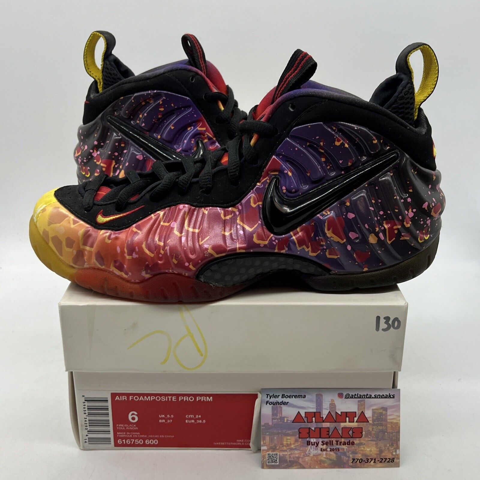 Size 6 - Nike Air Foamposite Pro Prm Area 72 Yellow Purple Red (616750-600)