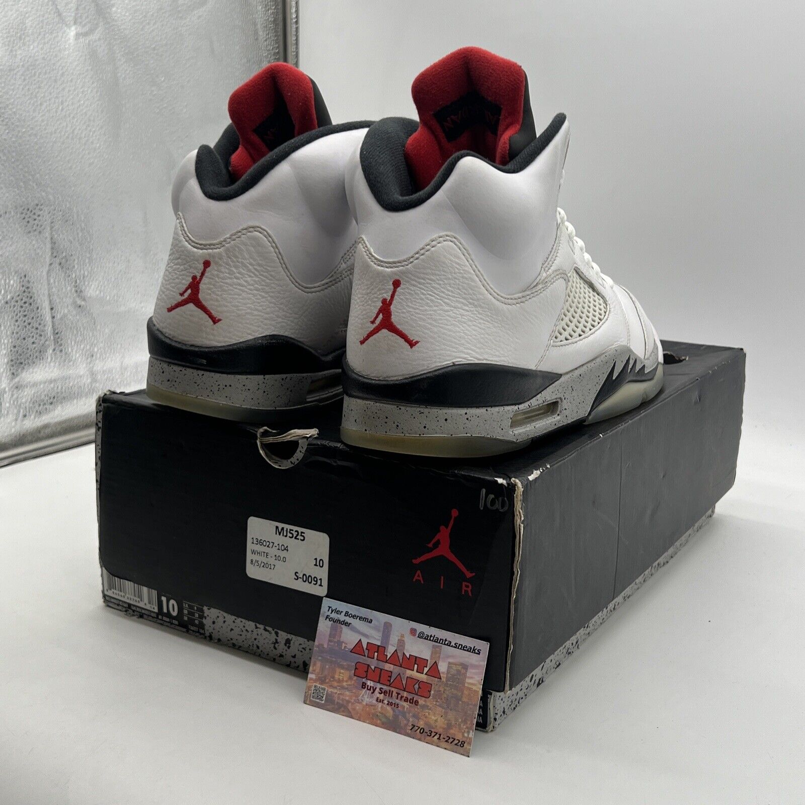 Size 10 - Air Jordan 5 Retro White Cement (136027-104)