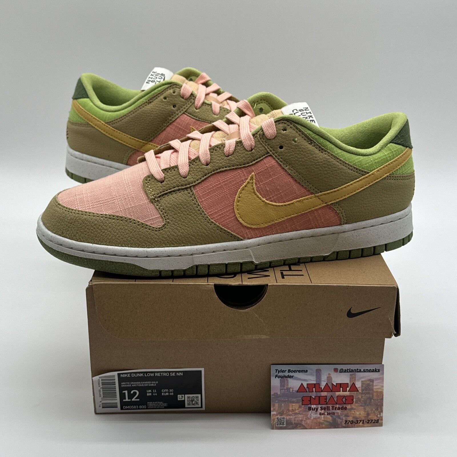 Size 12 - Nike Dunk Low Sun Club-Arctic Orange Sanded Gold 2022 Pastel Canvas