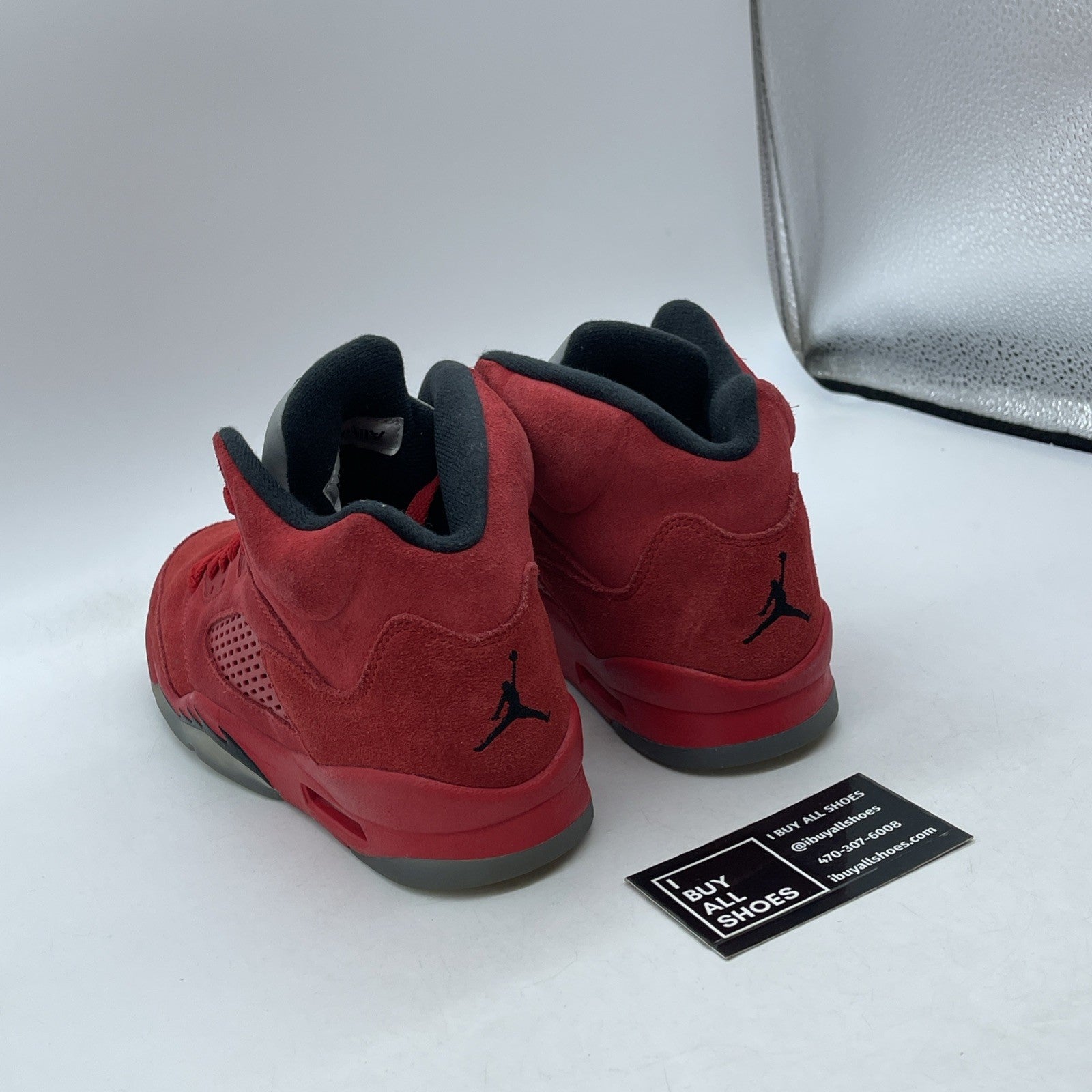 Size 5.5 (GS) - Jordan 5 Retro Mid Red Suede Black (440888-602)